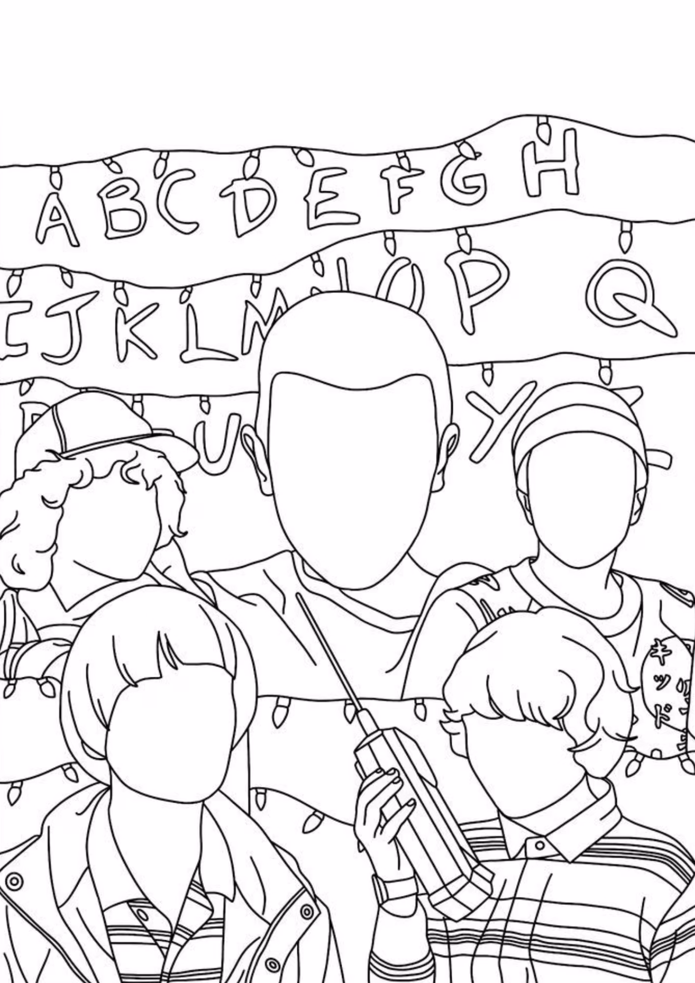 Stranger things e para colorir — desenho para imprimir