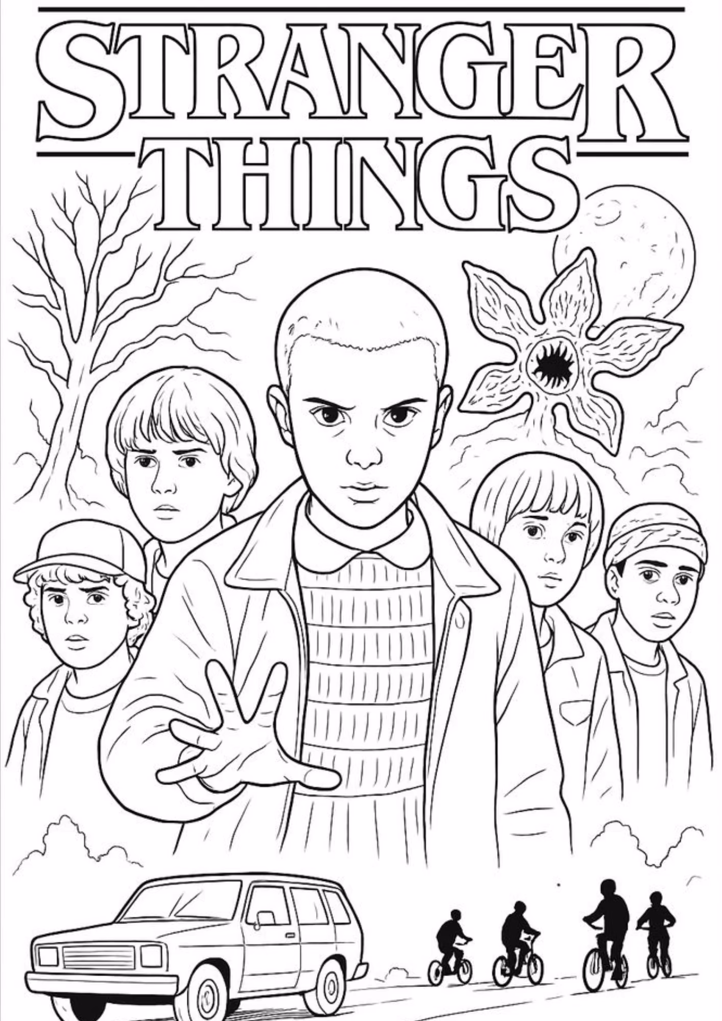 Stranger things e para colorir — desenho para imprimir