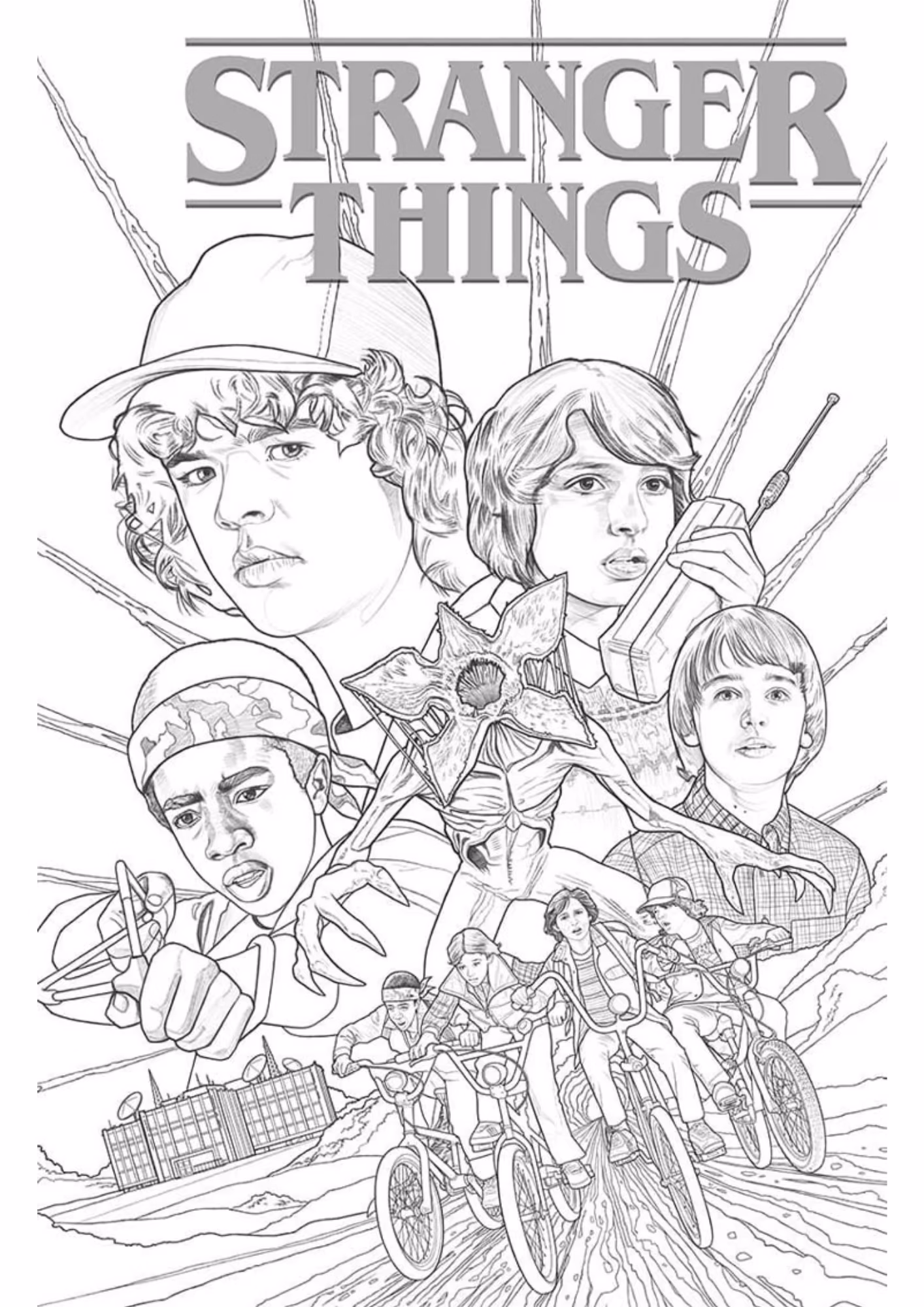 Stranger things e para colorir — desenho para imprimir