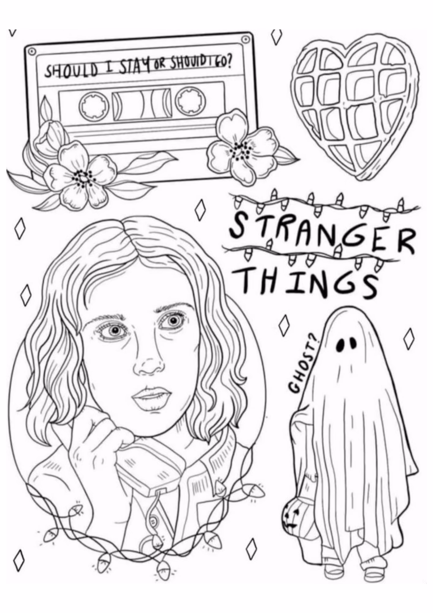 Stranger things e para colorir — desenho para imprimir