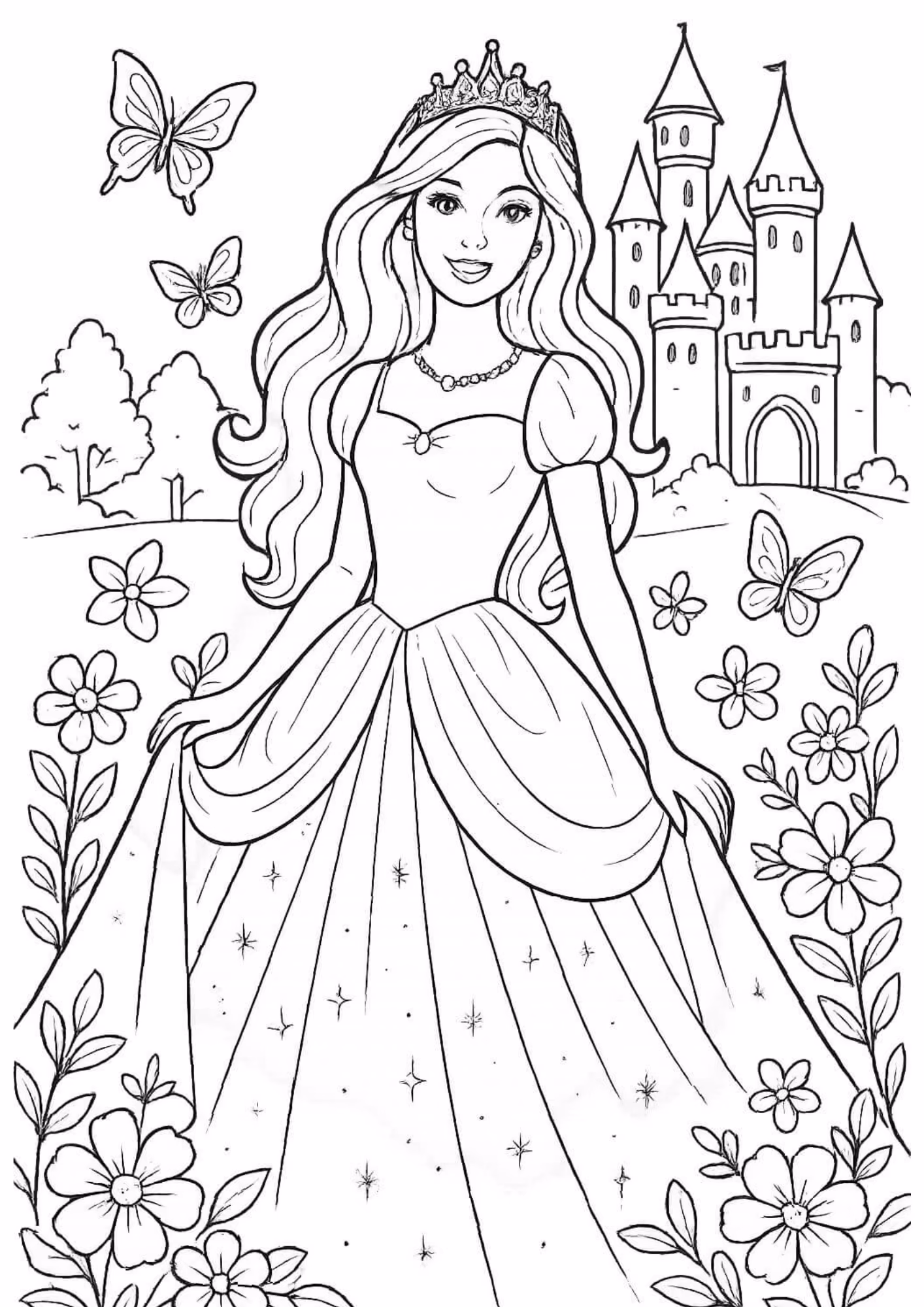Barbie para colorir — desenho para imprimir