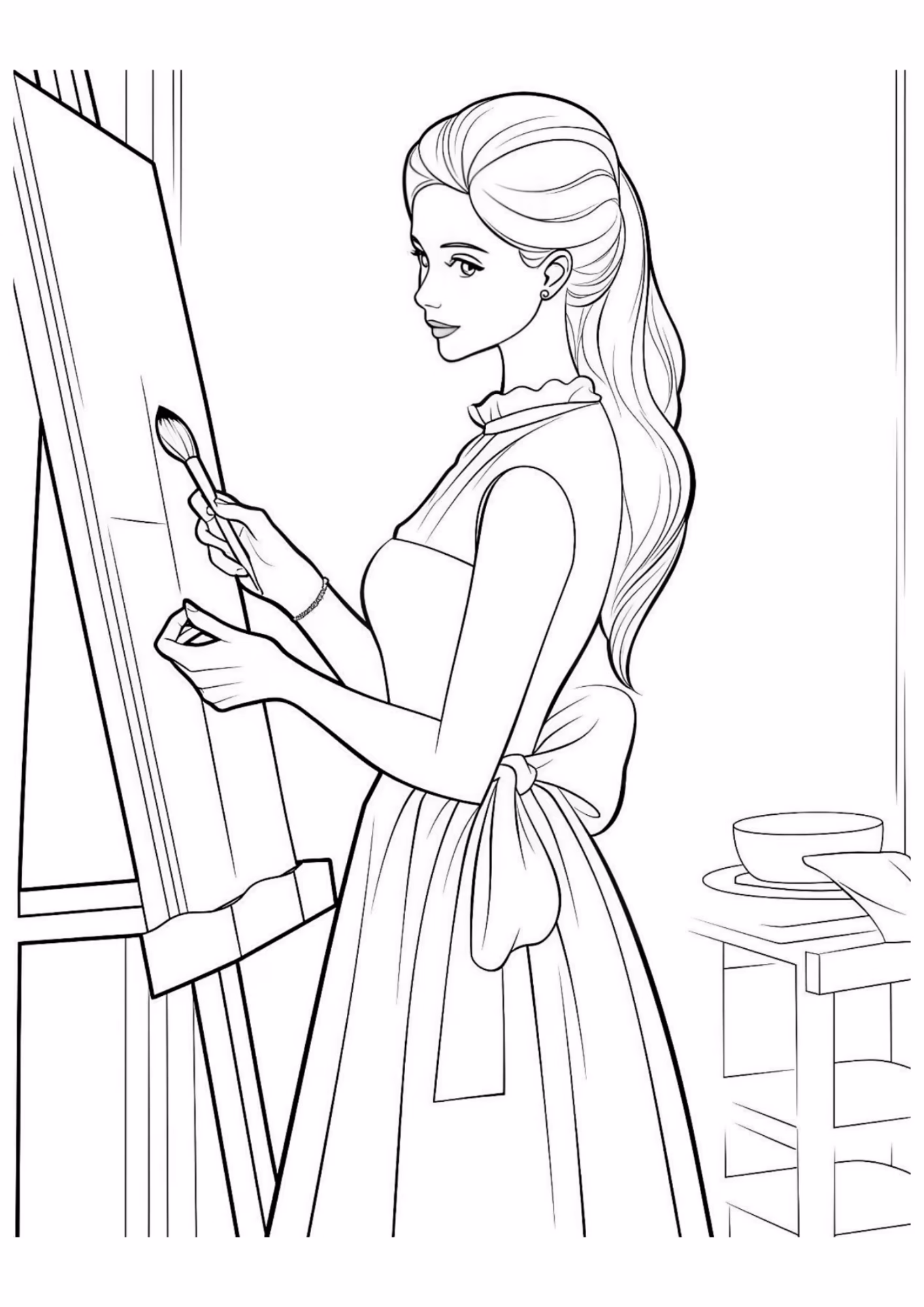 Barbie e para colorir — desenho para imprimir