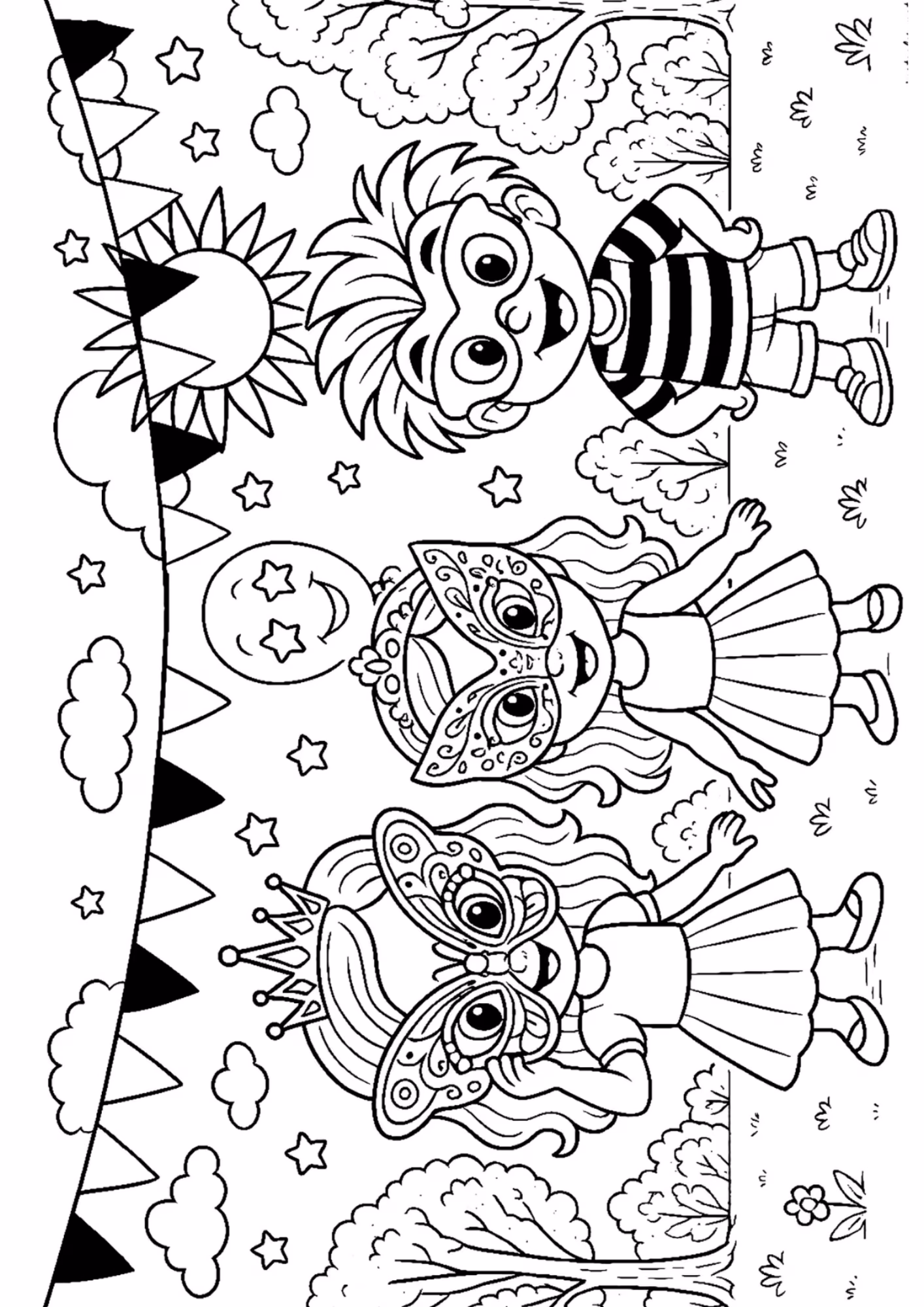 Carnaval e para colorir — desenho para imprimir