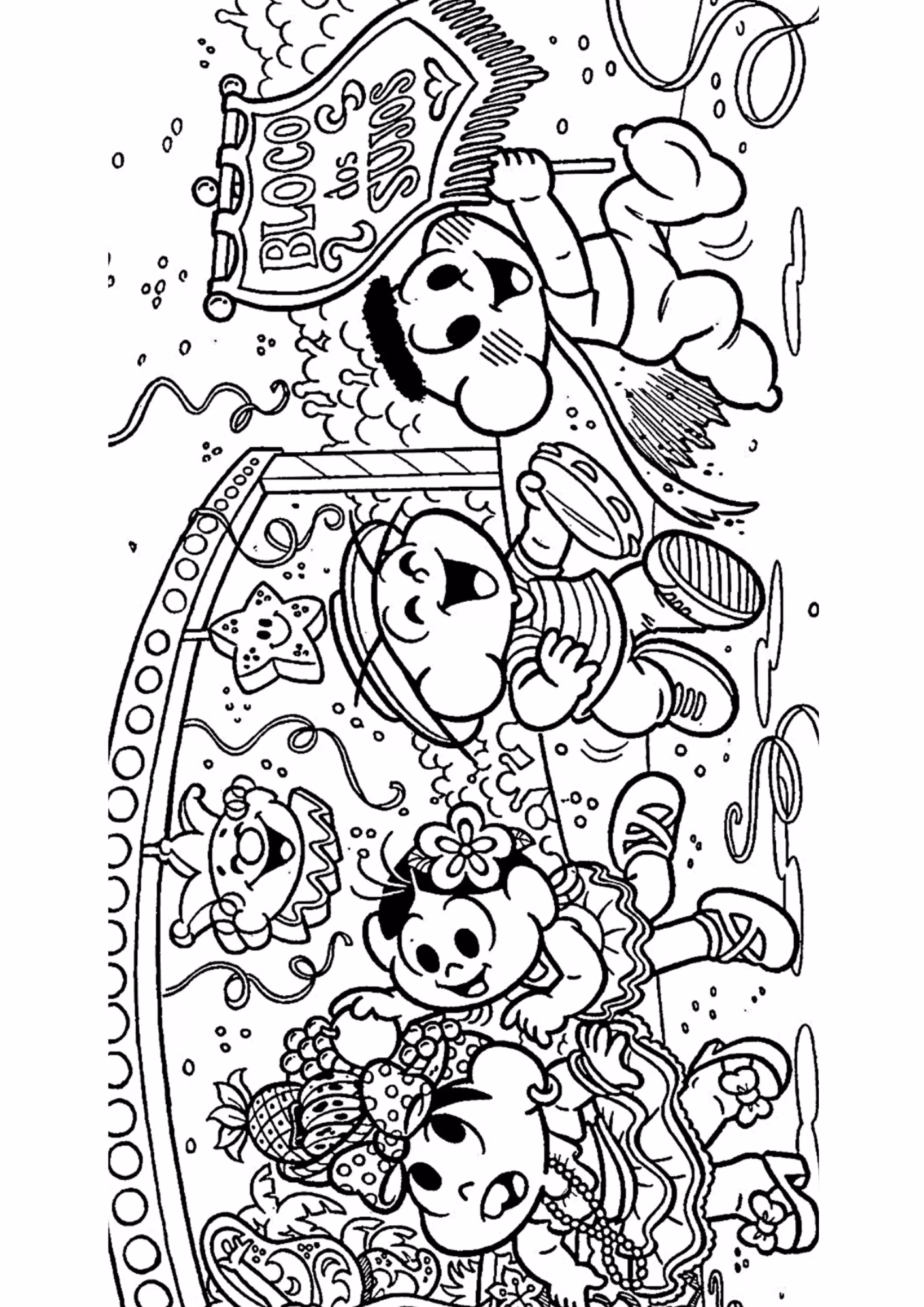 Carnaval e para colorir — desenho para imprimir