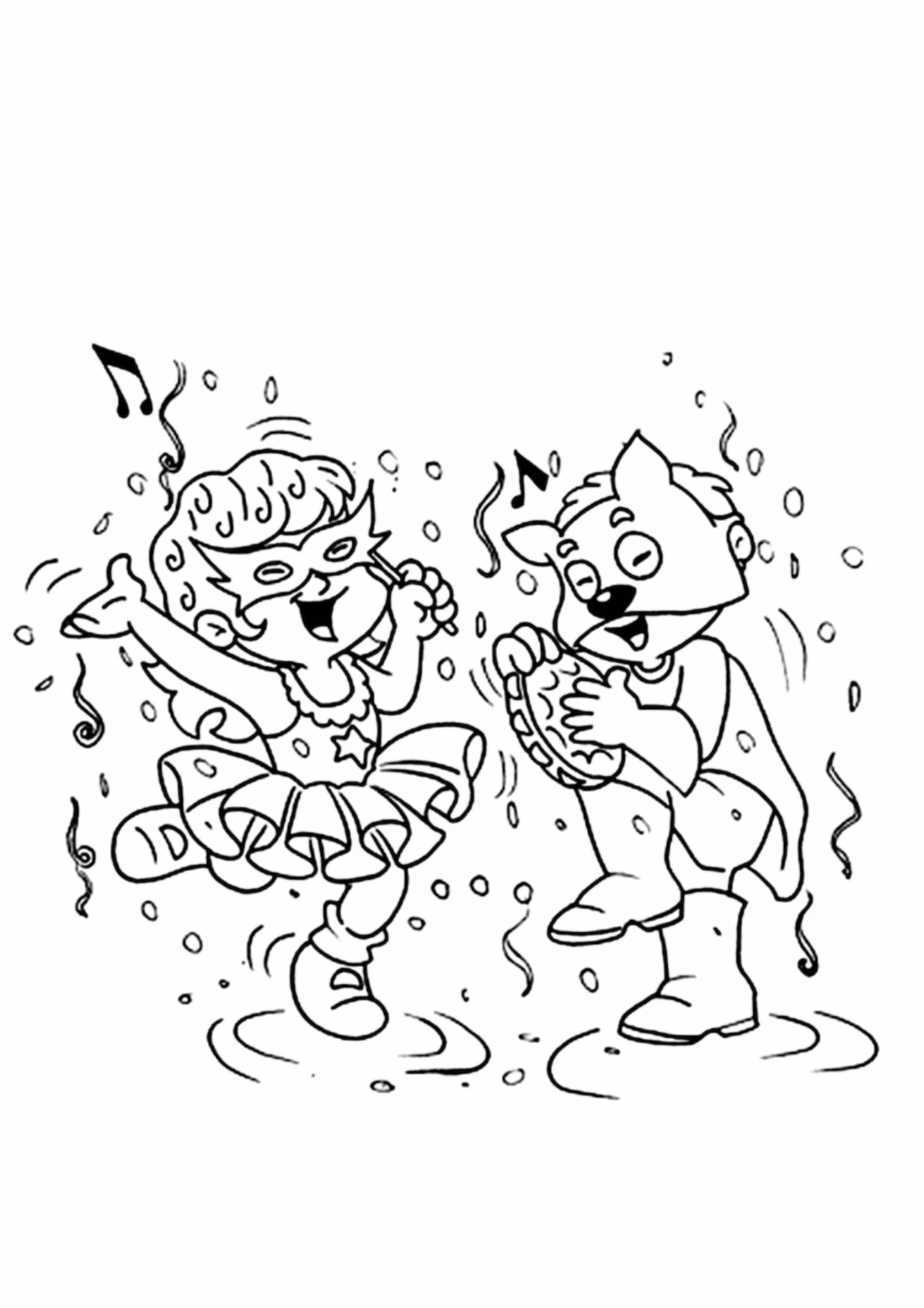 Carnaval e para colorir — desenho para imprimir