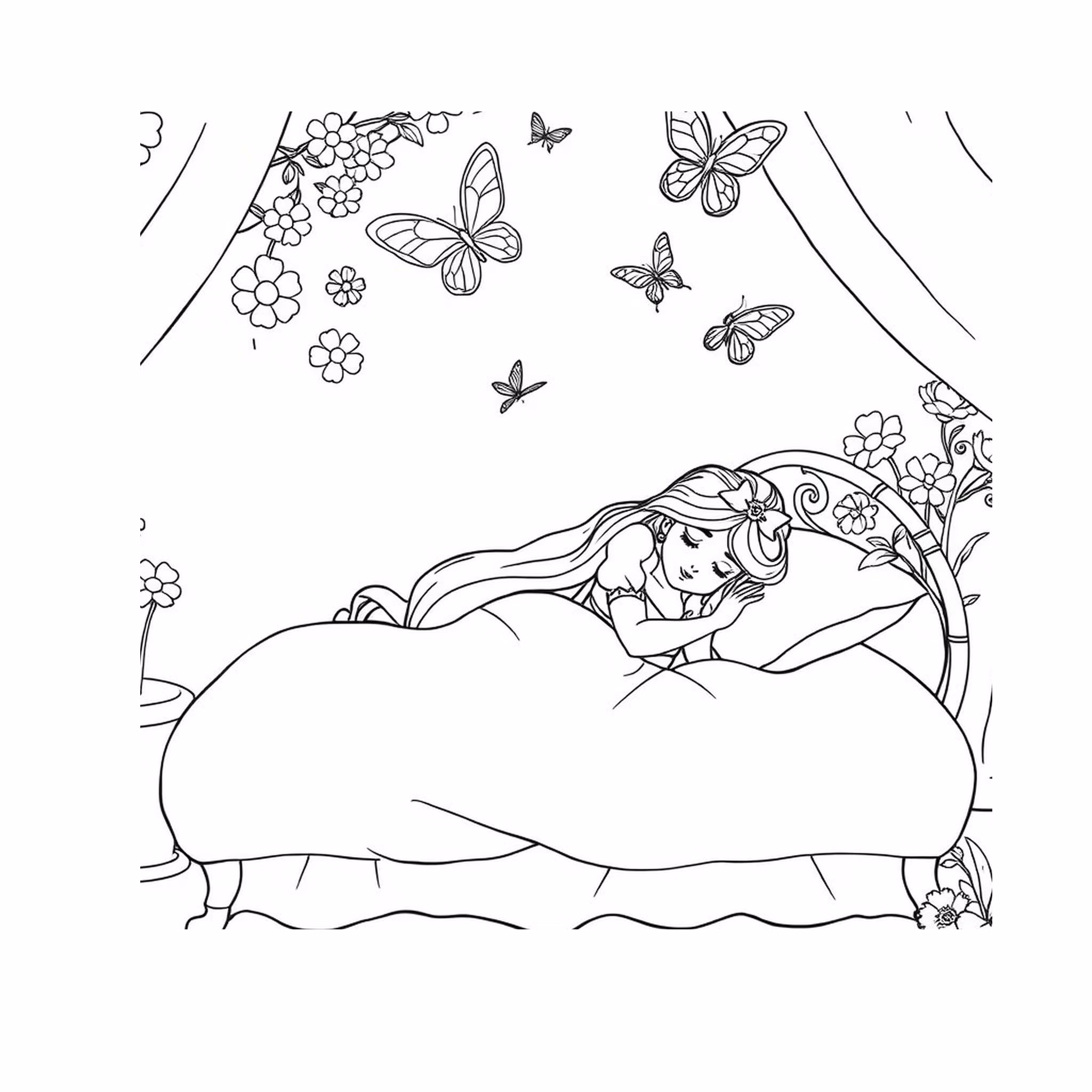 Bela adormecida para colorir — desenho para imprimir