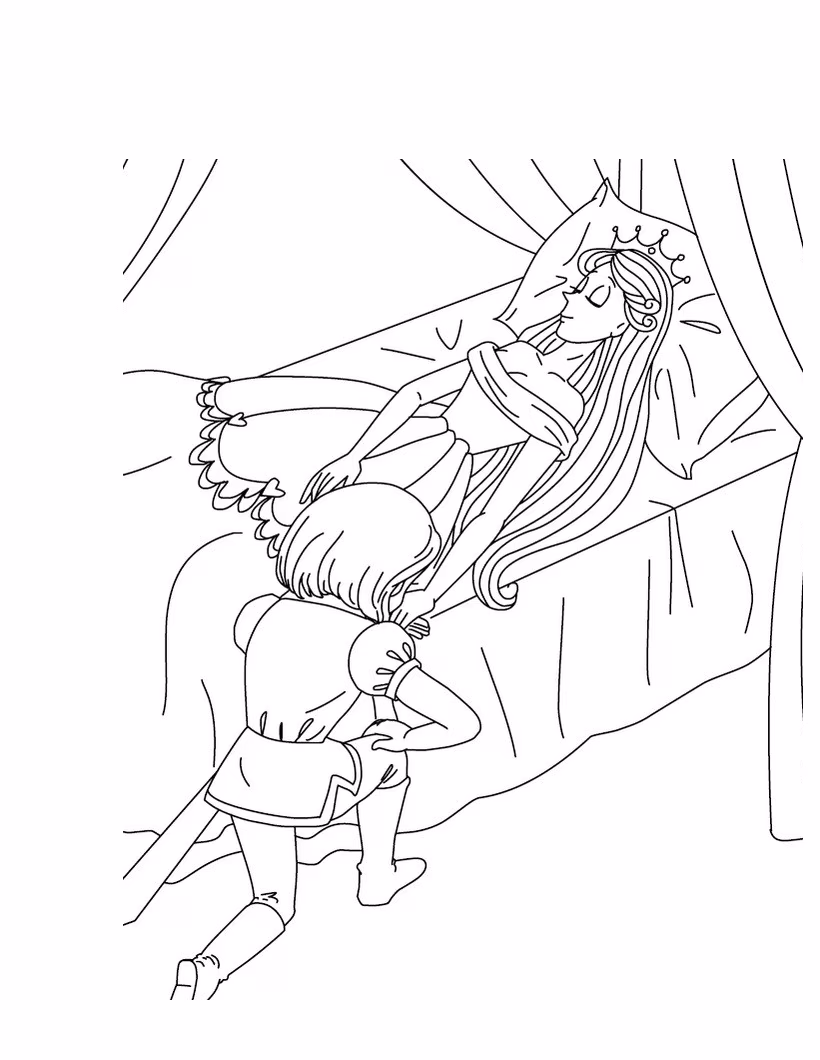 Bela adormecida para colorir — desenho para imprimir