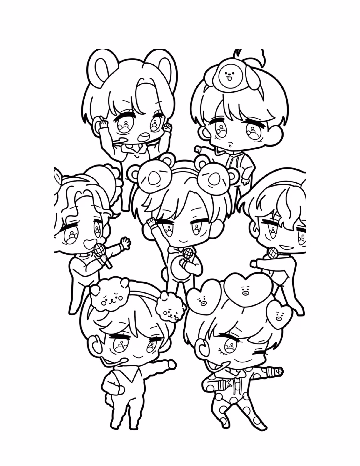 Bts para colorir — desenho para imprimir