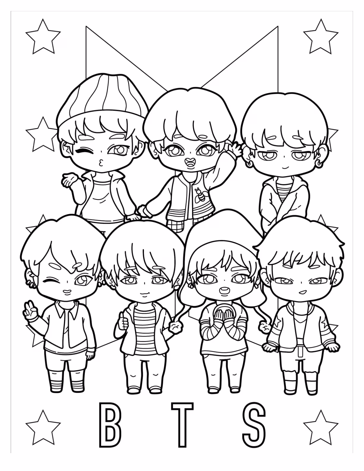 Bts para colorir — desenho para imprimir