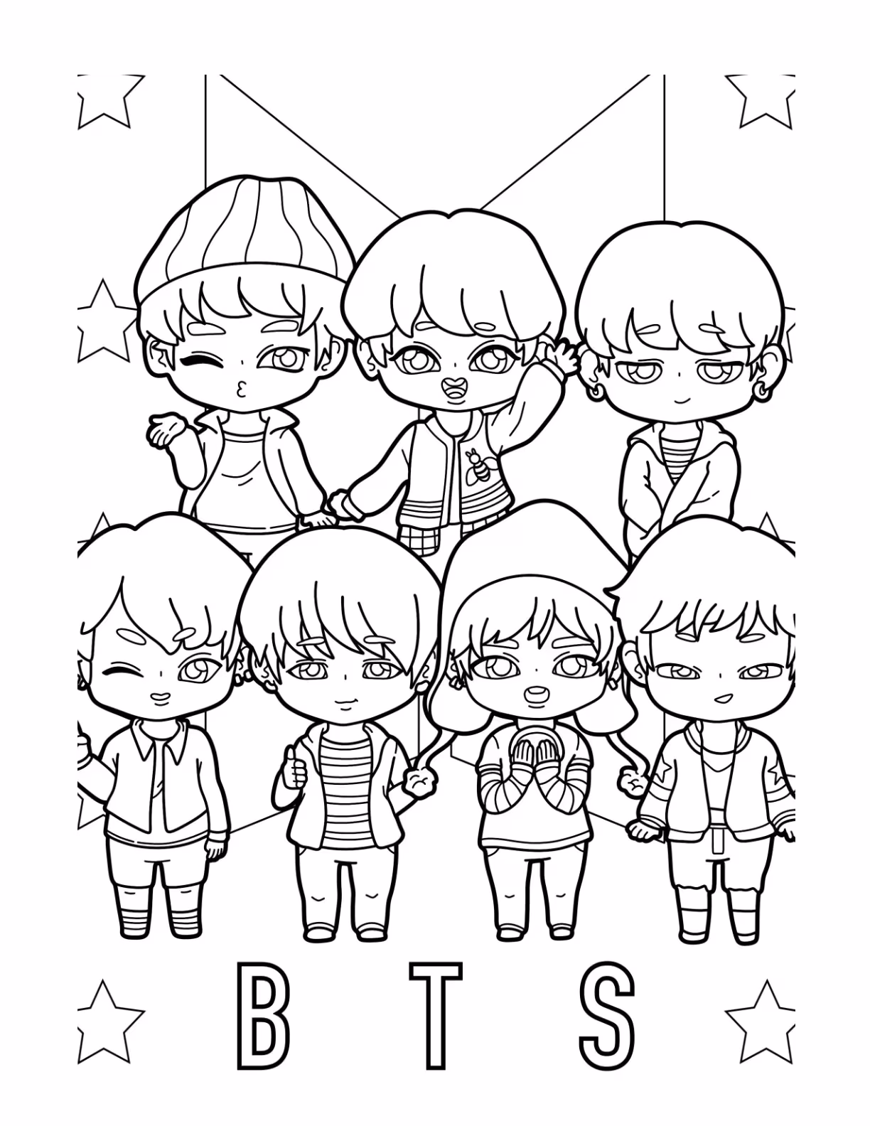 Bts para colorir — desenho para imprimir