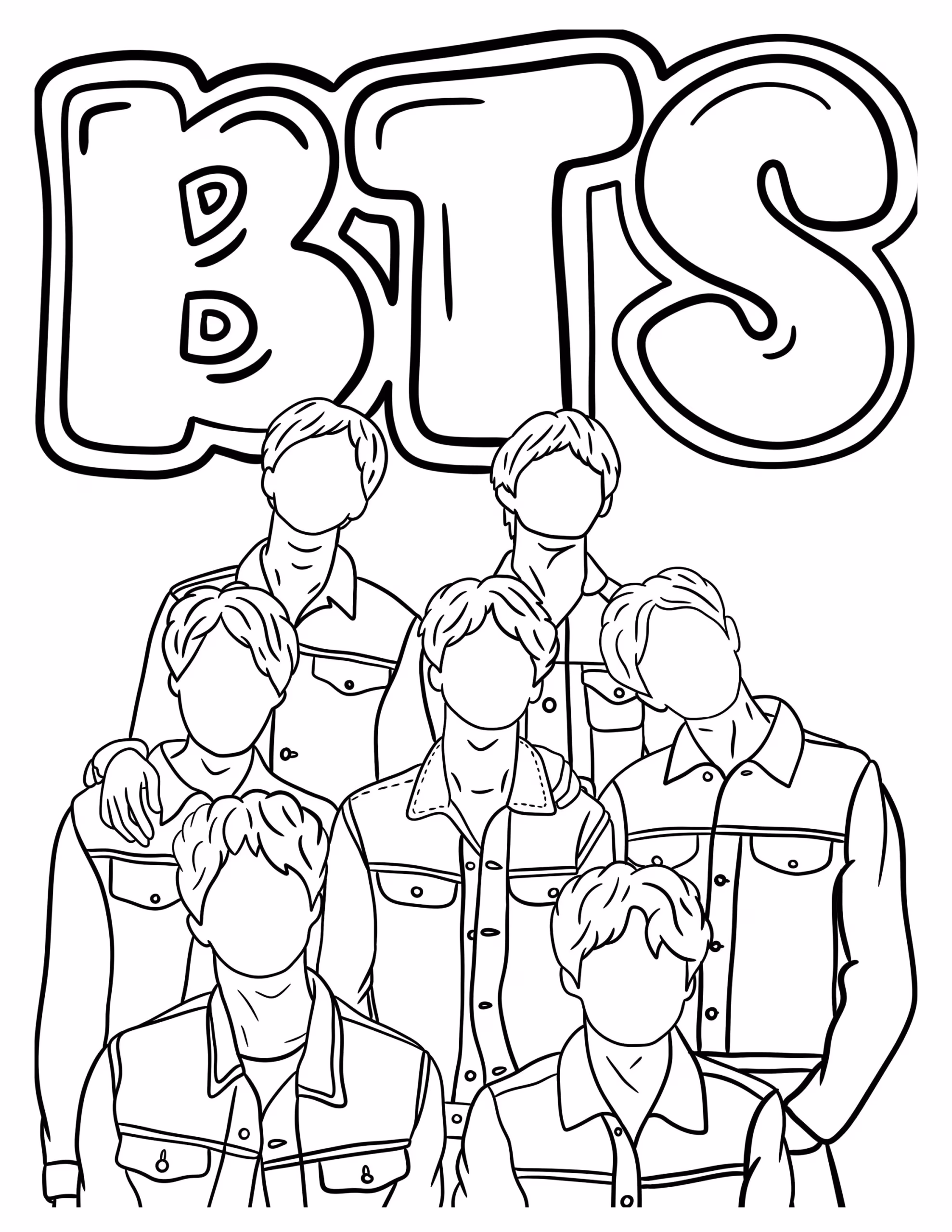Bts para colorir — desenho para imprimir