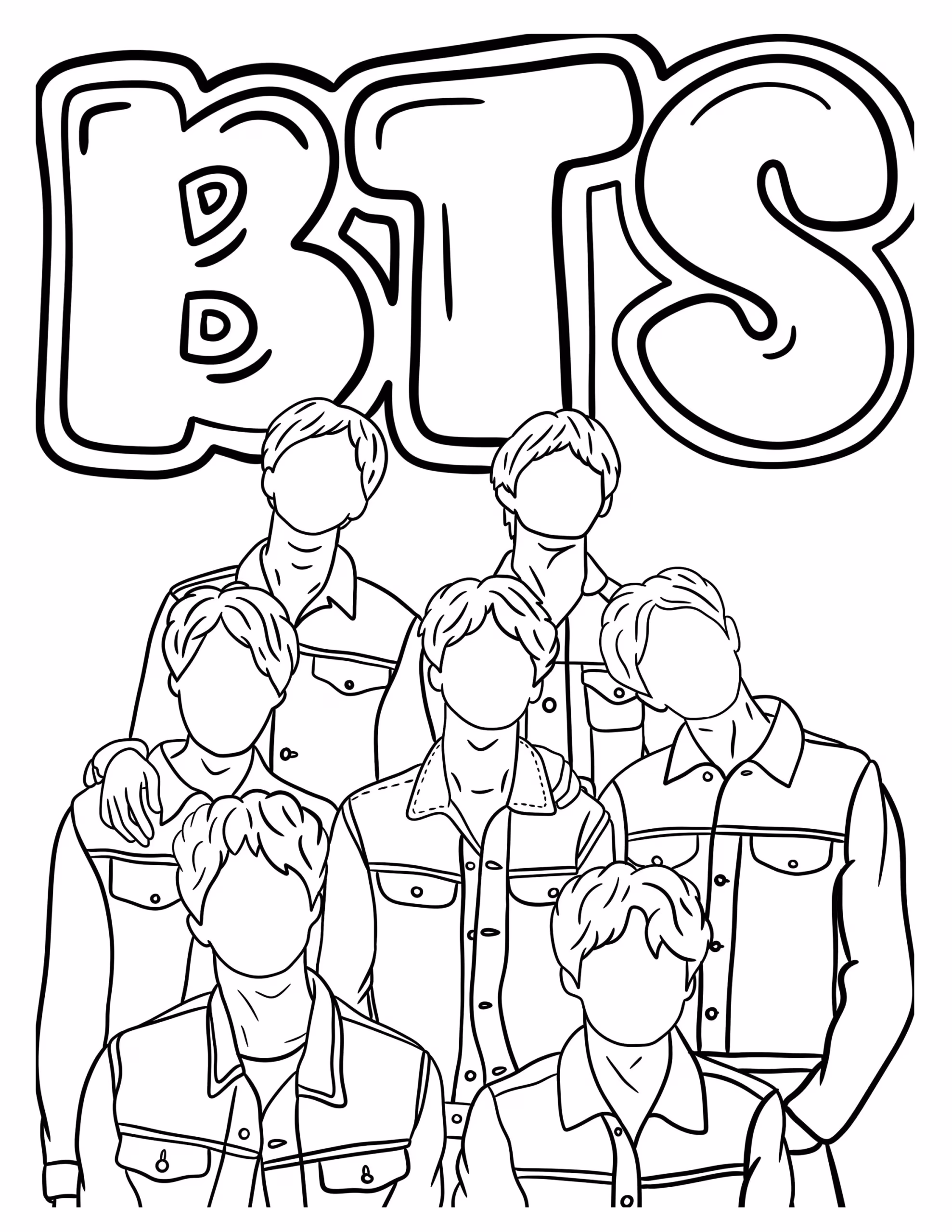 Bts para colorir — desenho para imprimir