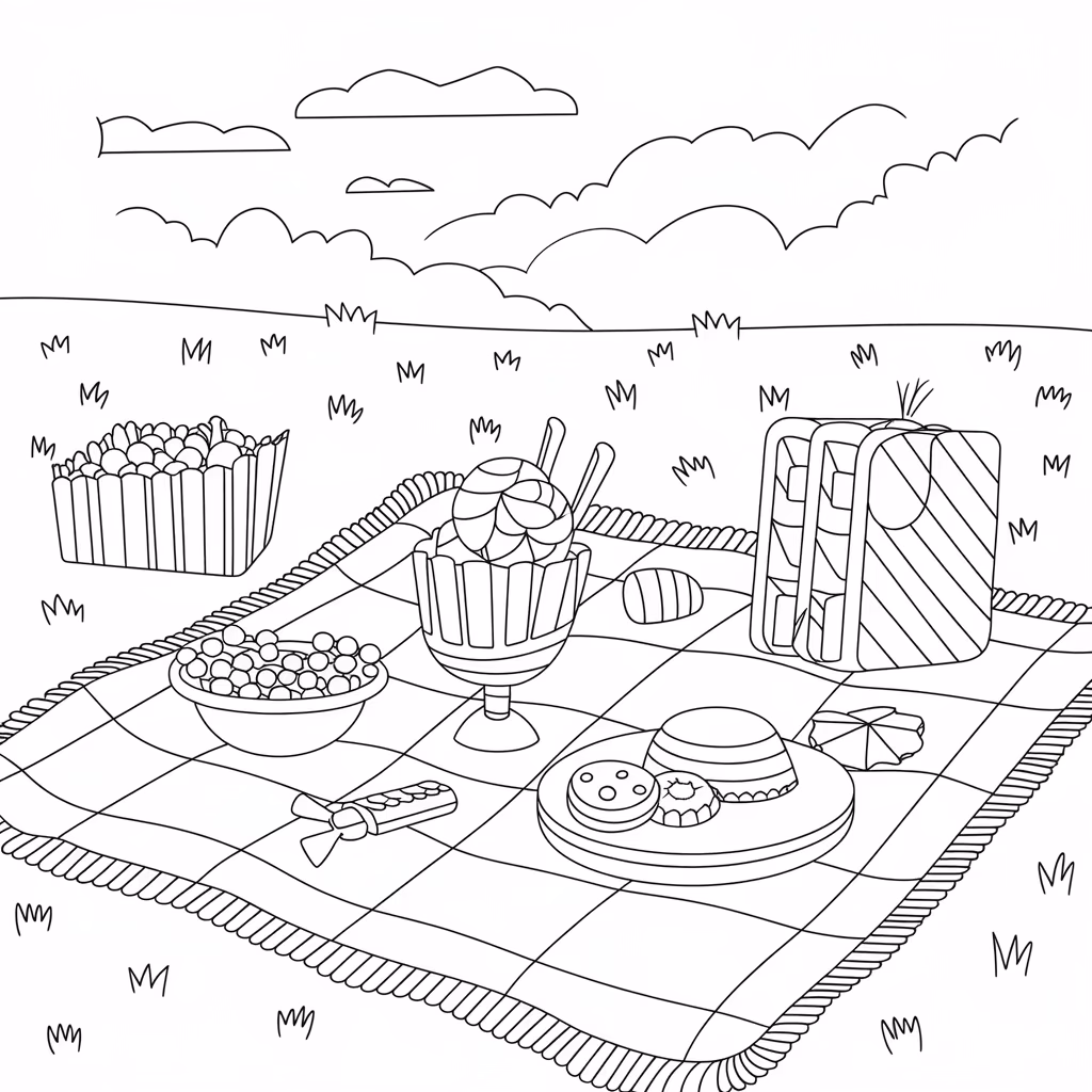 Doce para colorir — desenho para imprimir