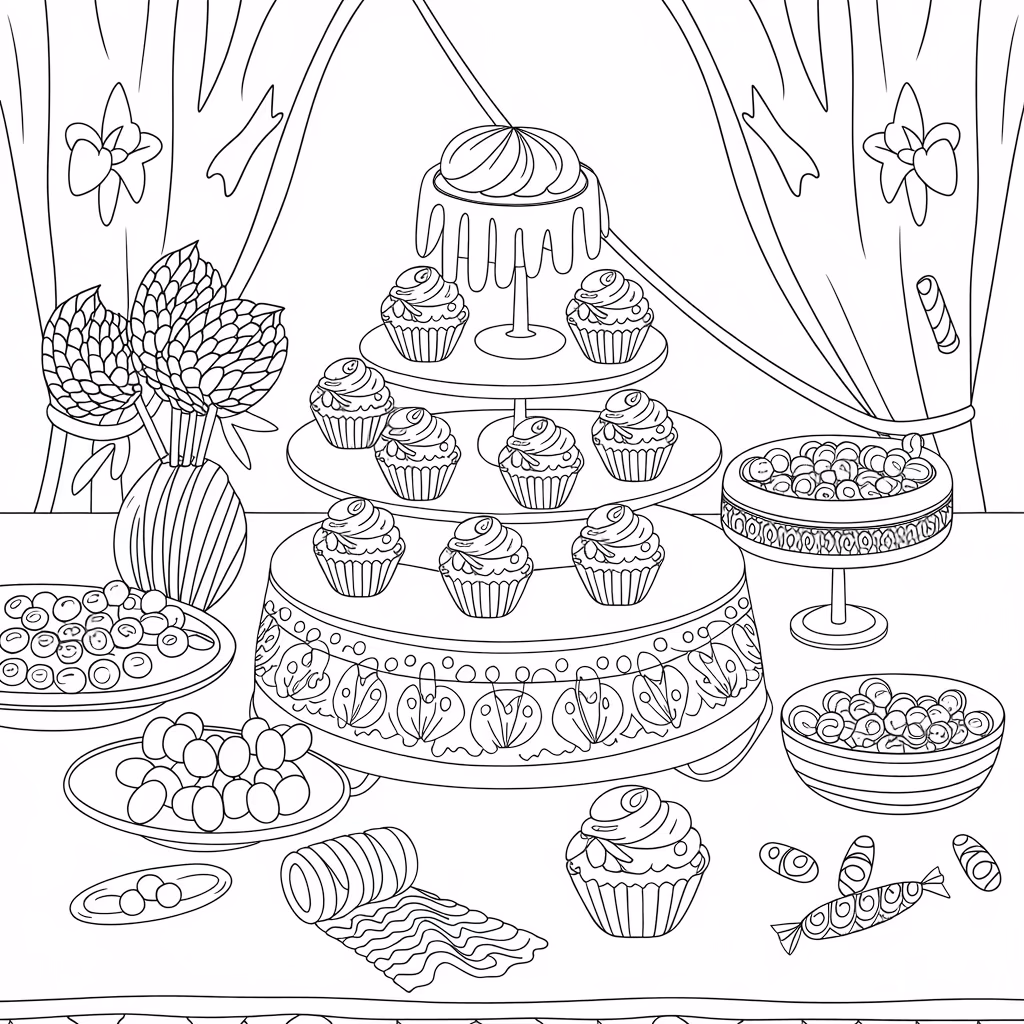 Doce para colorir — desenho para imprimir