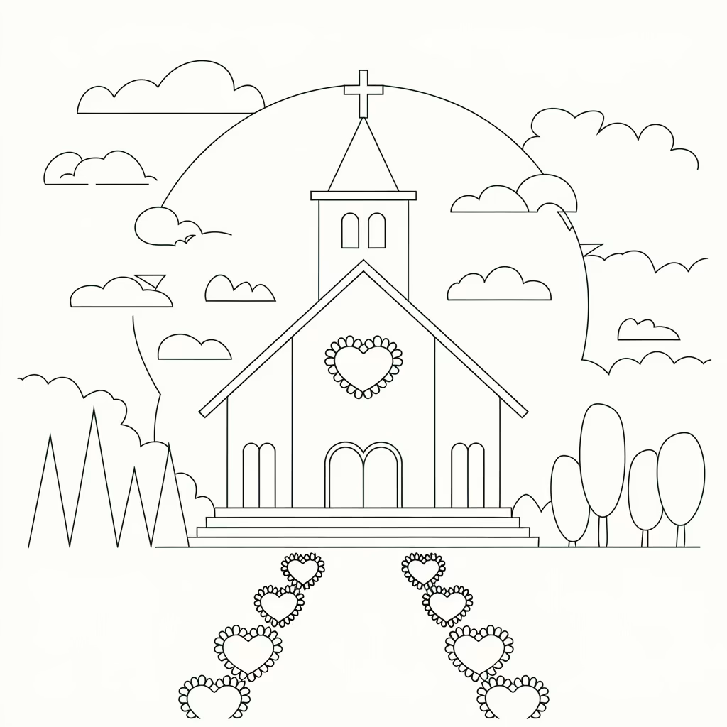 Igreja para colorir — desenho para imprimir
