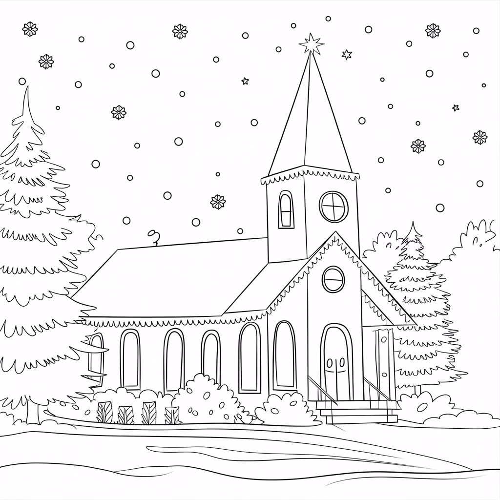 Igreja para colorir — desenho para imprimir