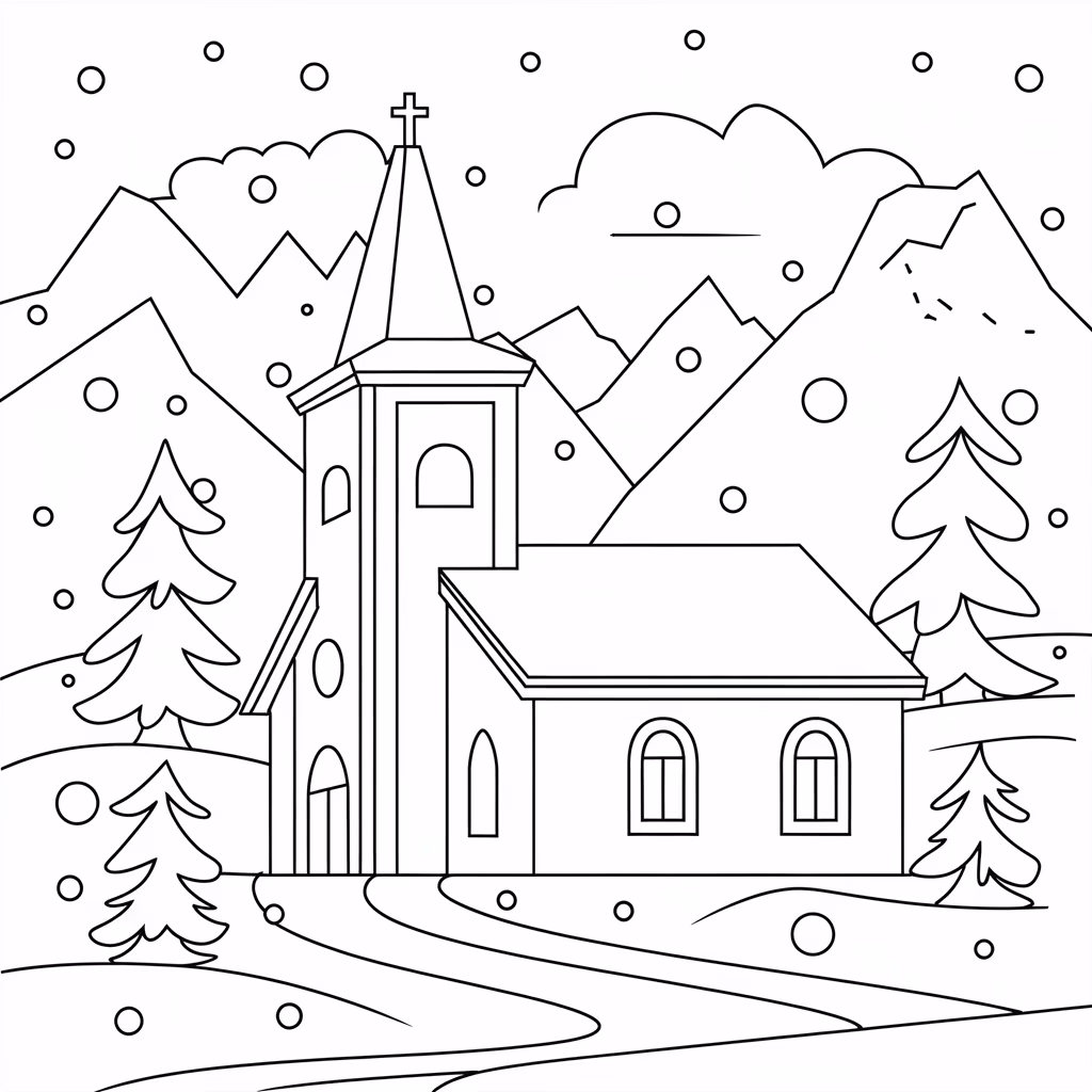 Igreja para colorir — desenho para imprimir