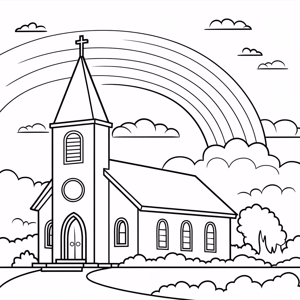 Igreja para colorir — desenho para imprimir