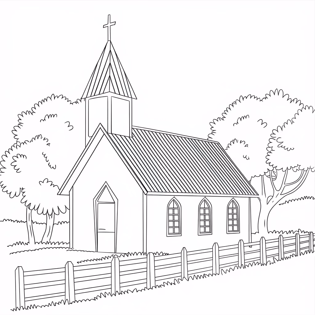 Igreja para colorir — desenho para imprimir