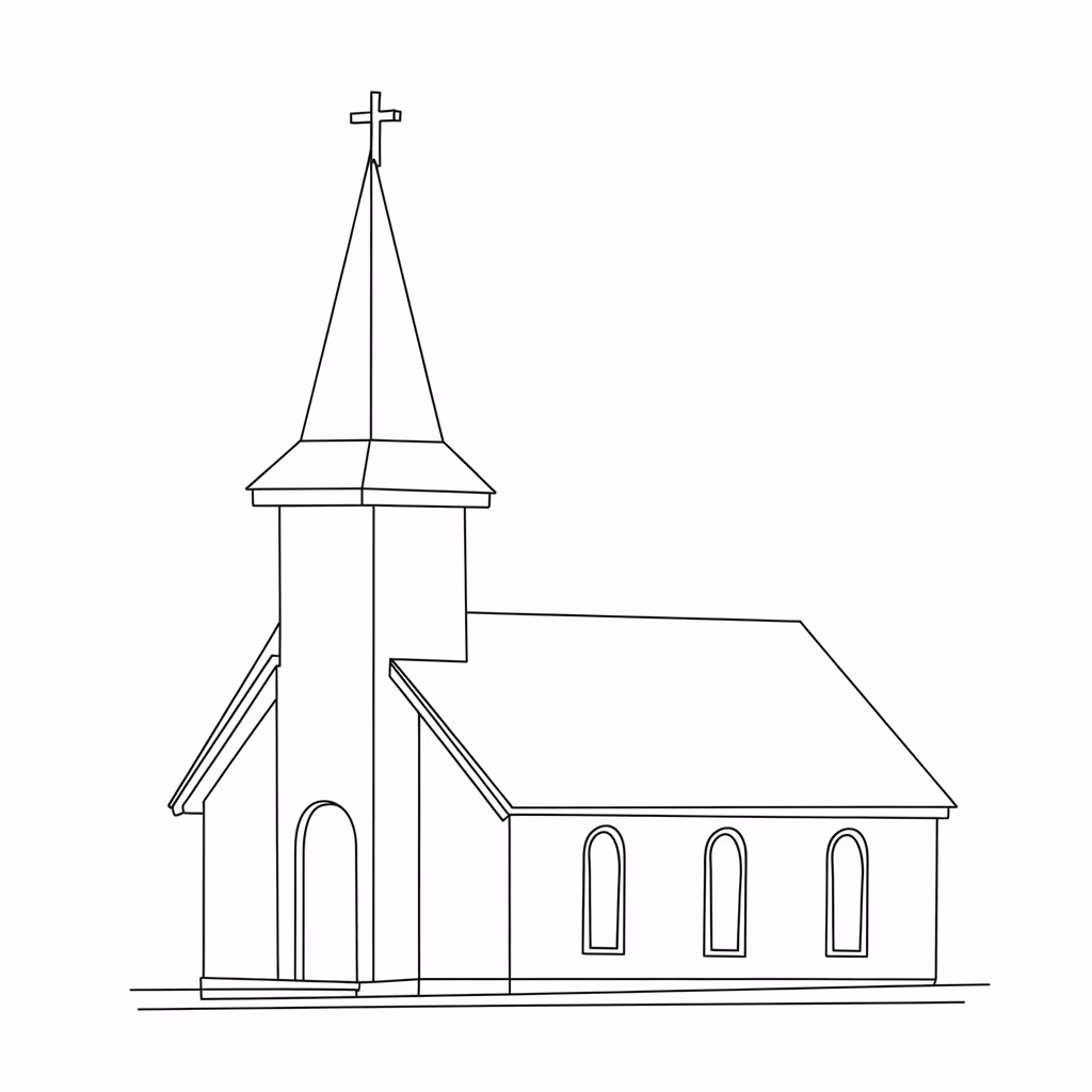 Igreja para colorir — desenho para imprimir