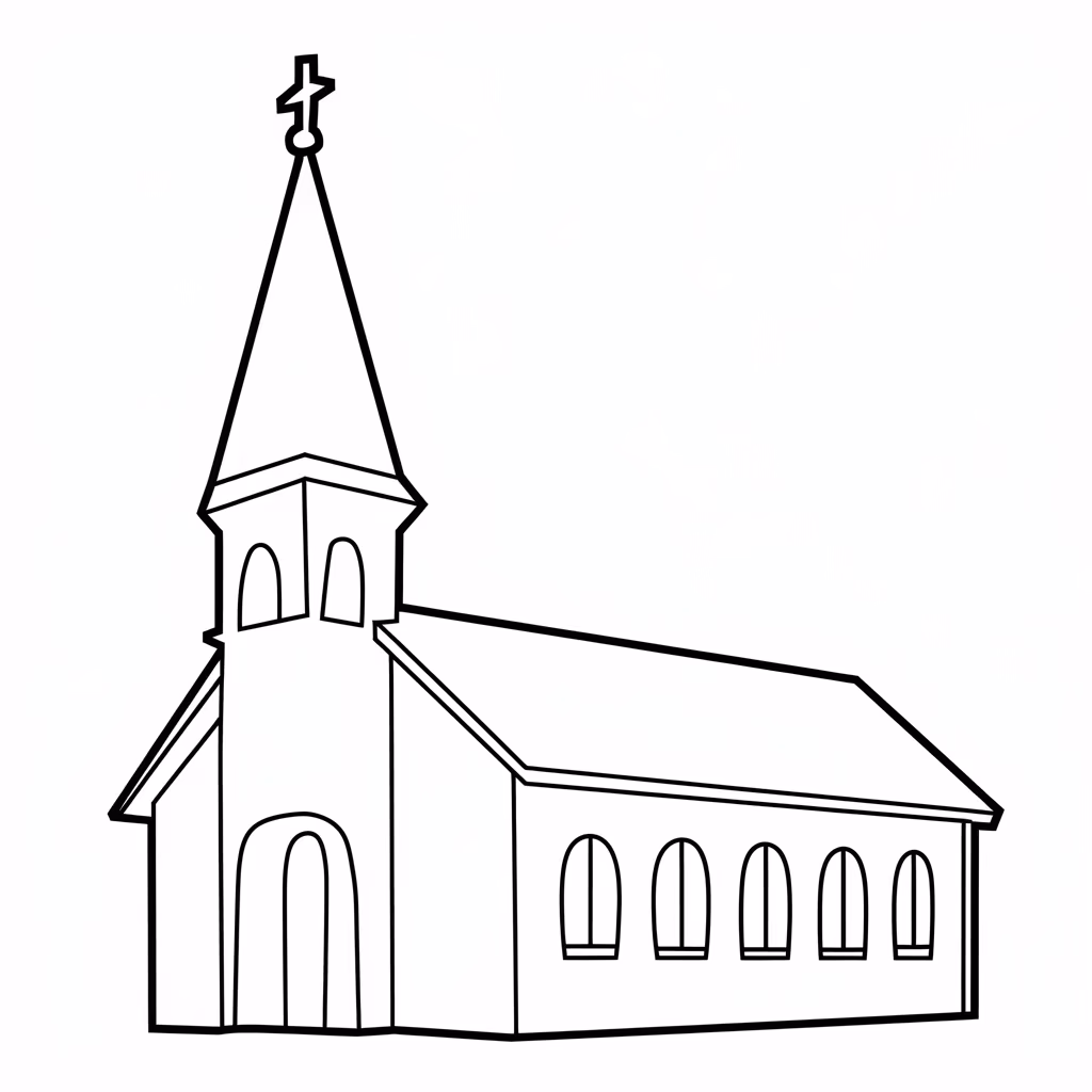 Igreja para colorir — desenho para imprimir