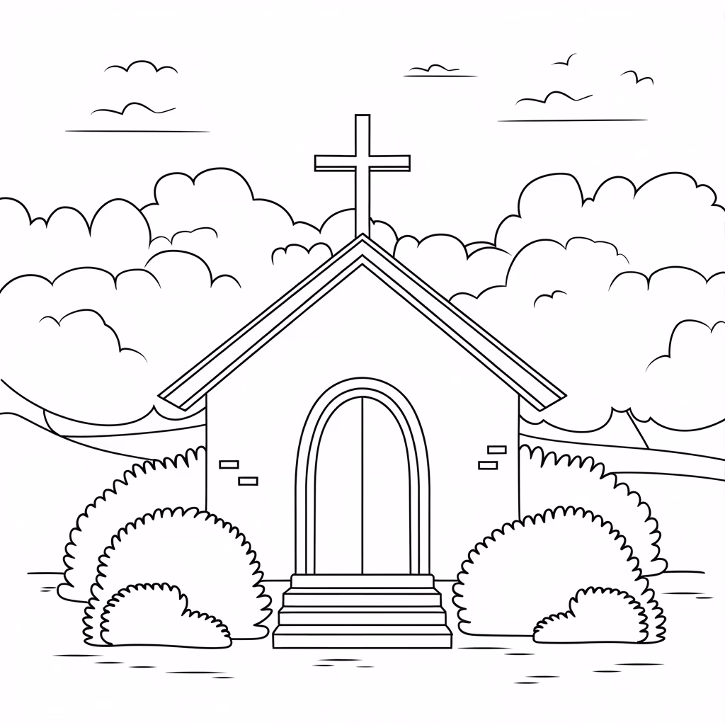 Igreja para colorir — desenho para imprimir