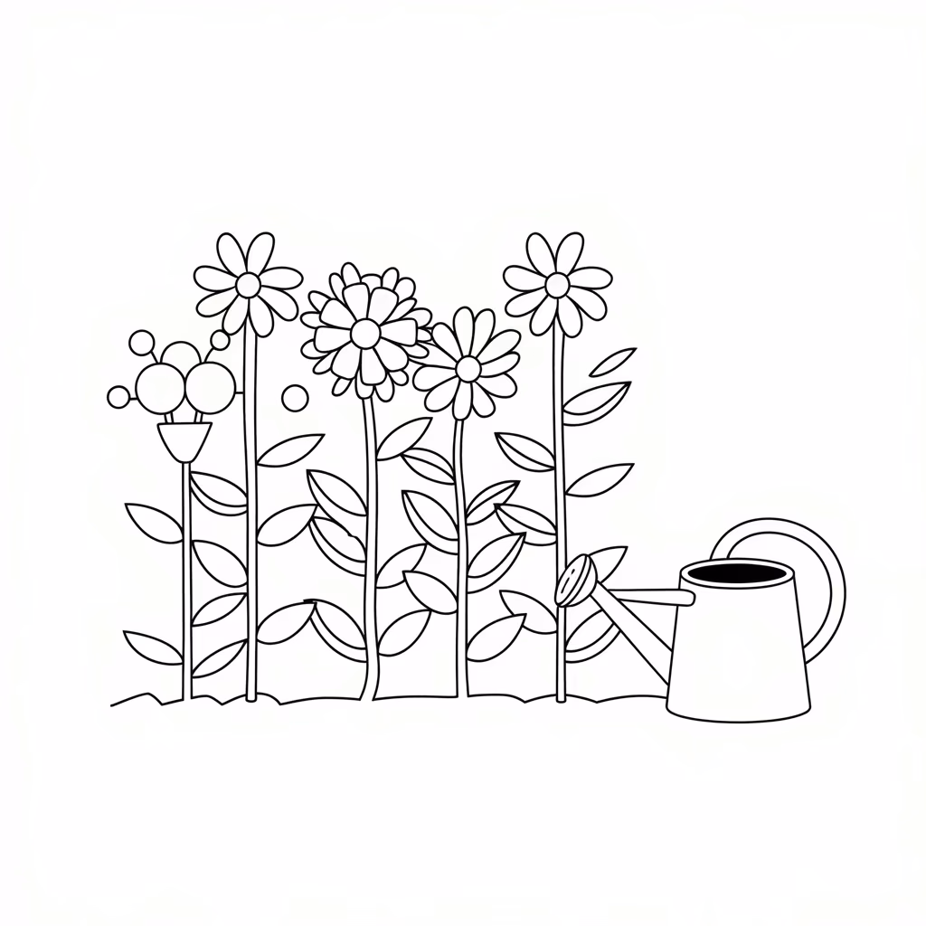 Jardim para colorir — desenho para imprimir