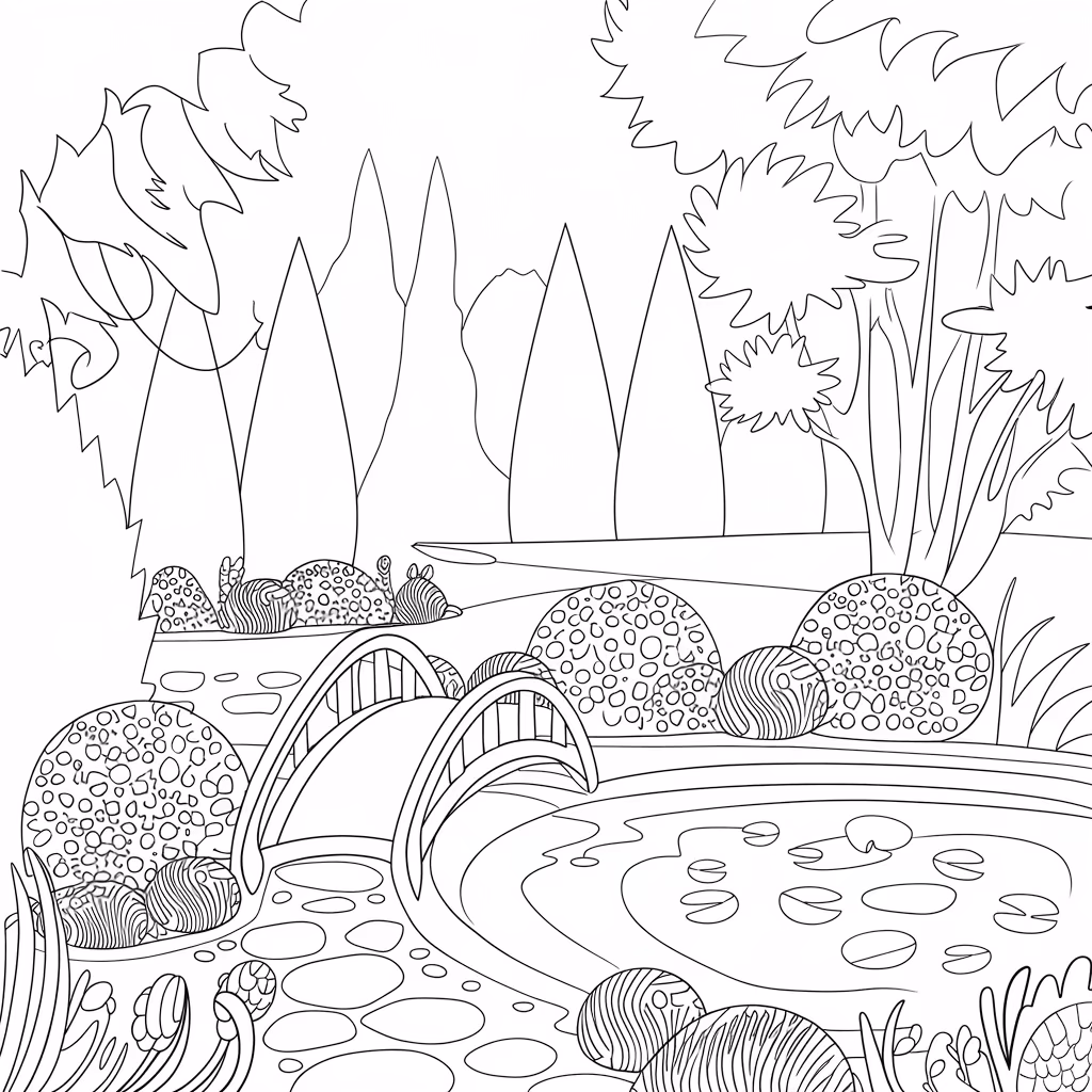 Jardim para colorir — desenho para imprimir