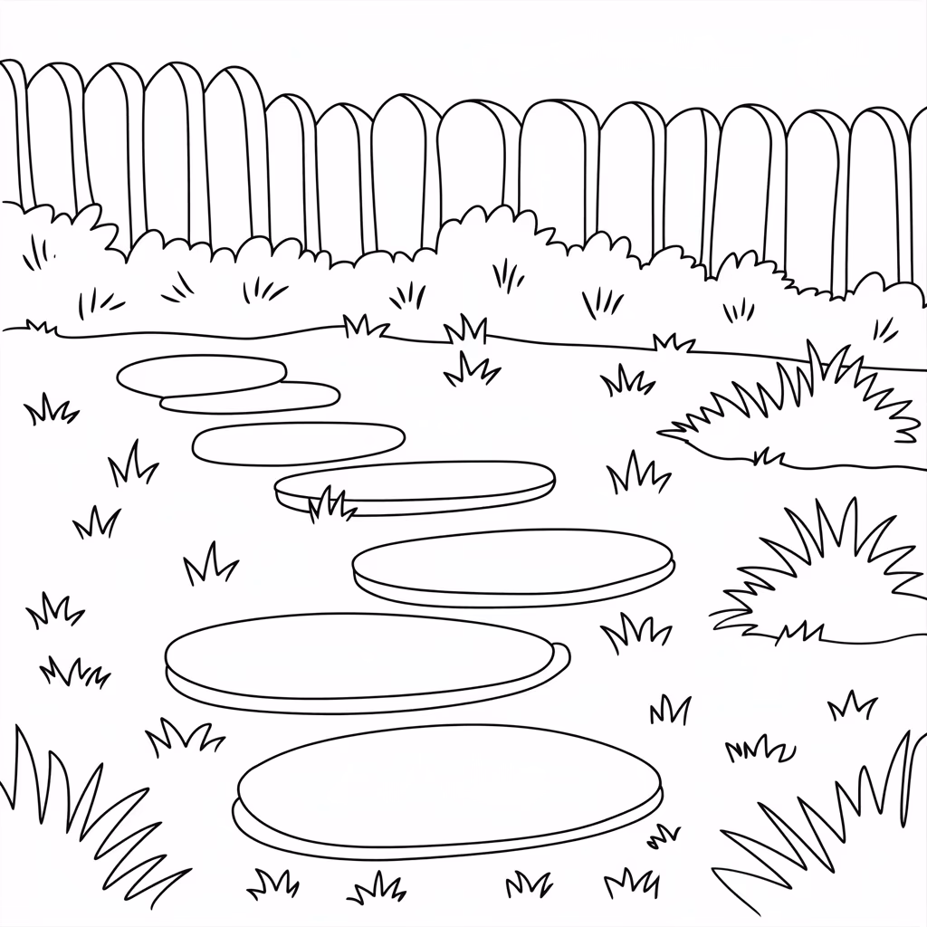 Jardim para colorir — desenho para imprimir