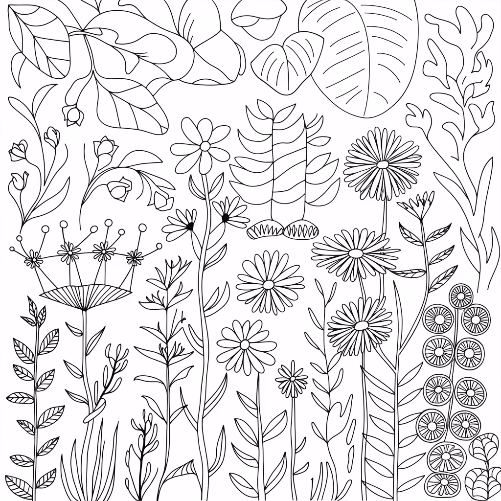 Jardim para colorir — desenho para imprimir