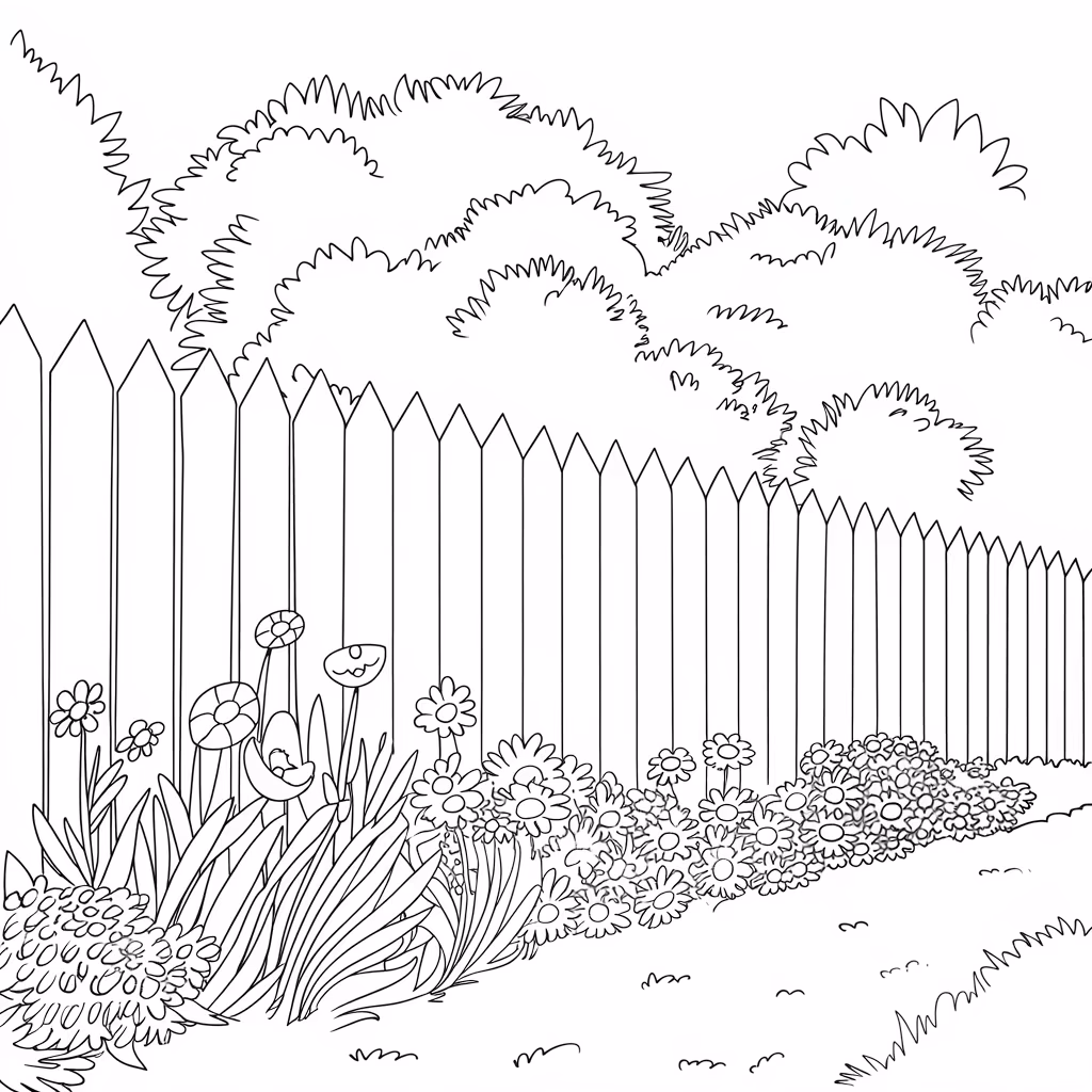 Jardim para colorir — desenho para imprimir