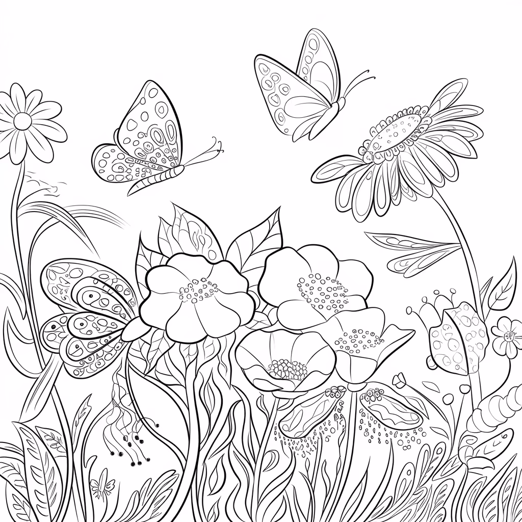 Jardim para colorir — desenho para imprimir