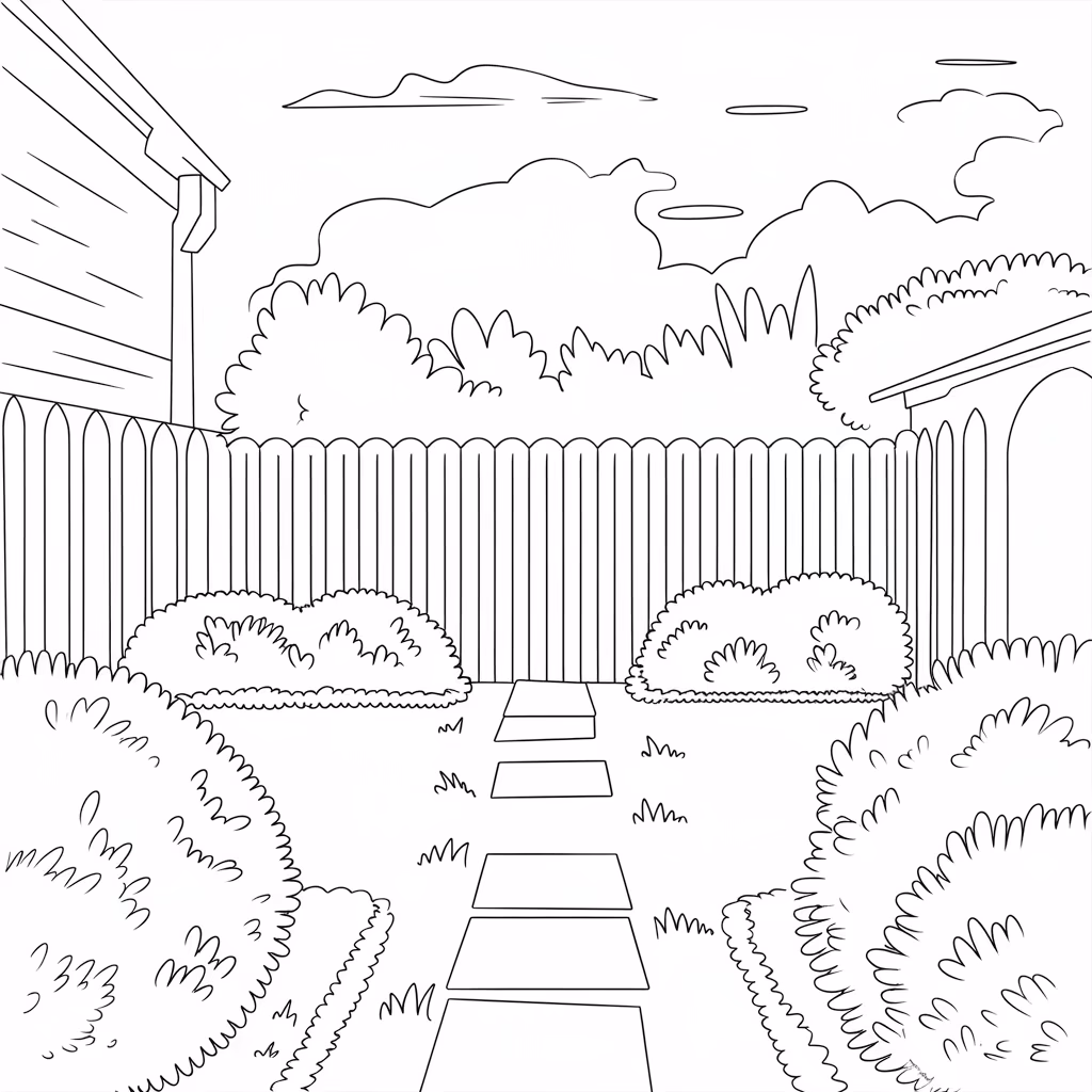 Jardim para colorir — desenho para imprimir