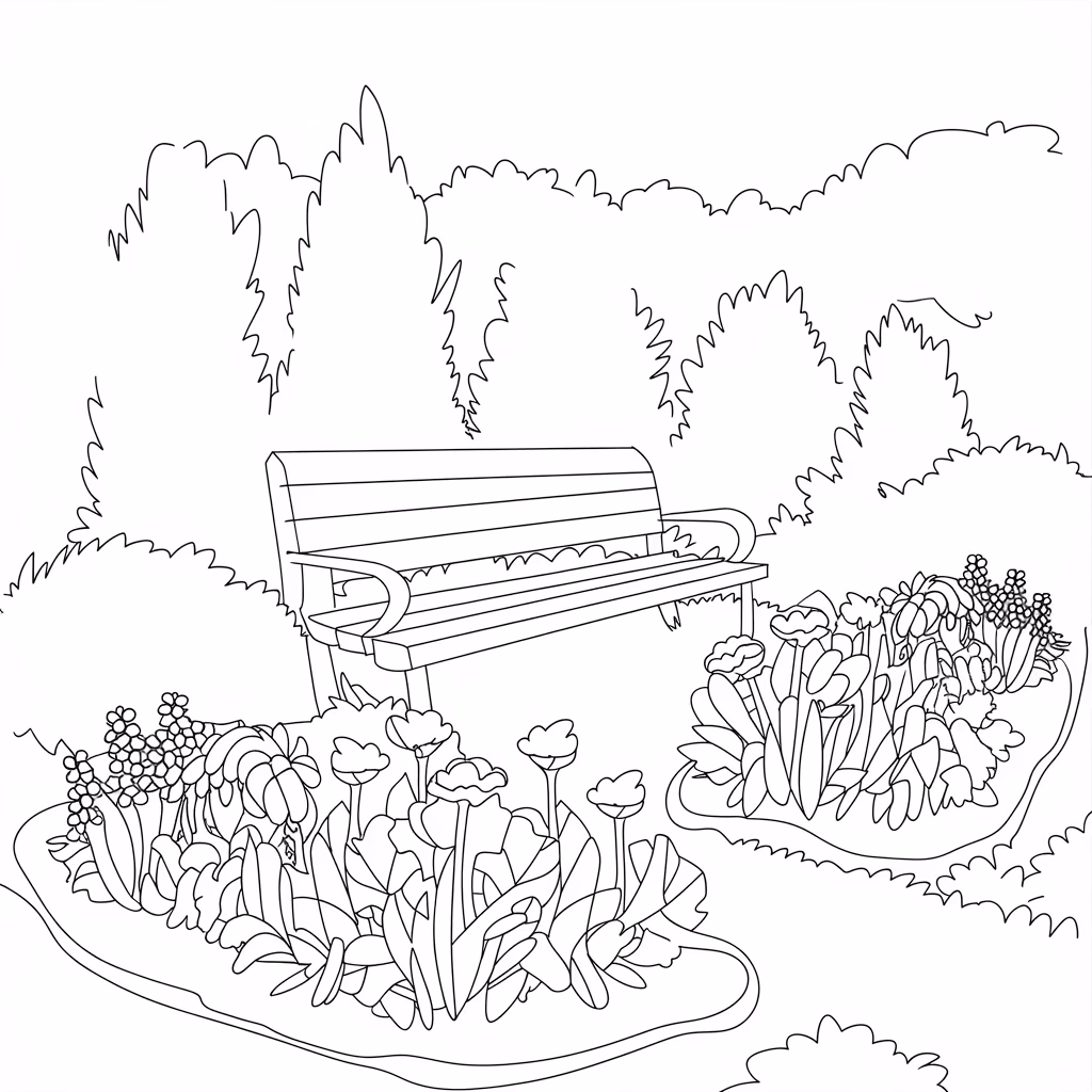 Jardim para colorir — desenho para imprimir