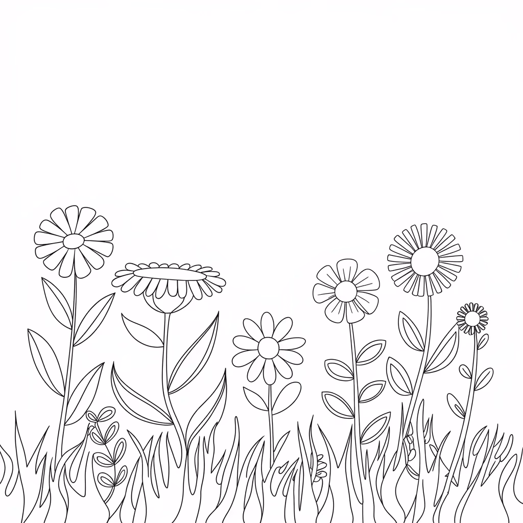 Jardim para colorir — desenho para imprimir