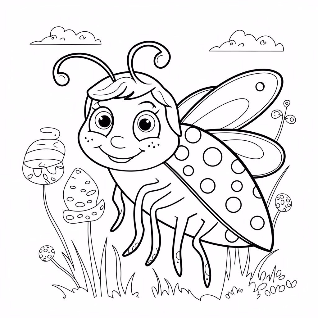 Joaninha para colorir — desenho para imprimir