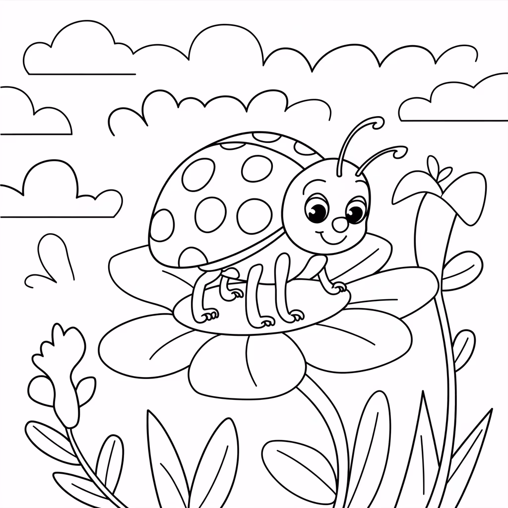 Joaninha para colorir — desenho para imprimir