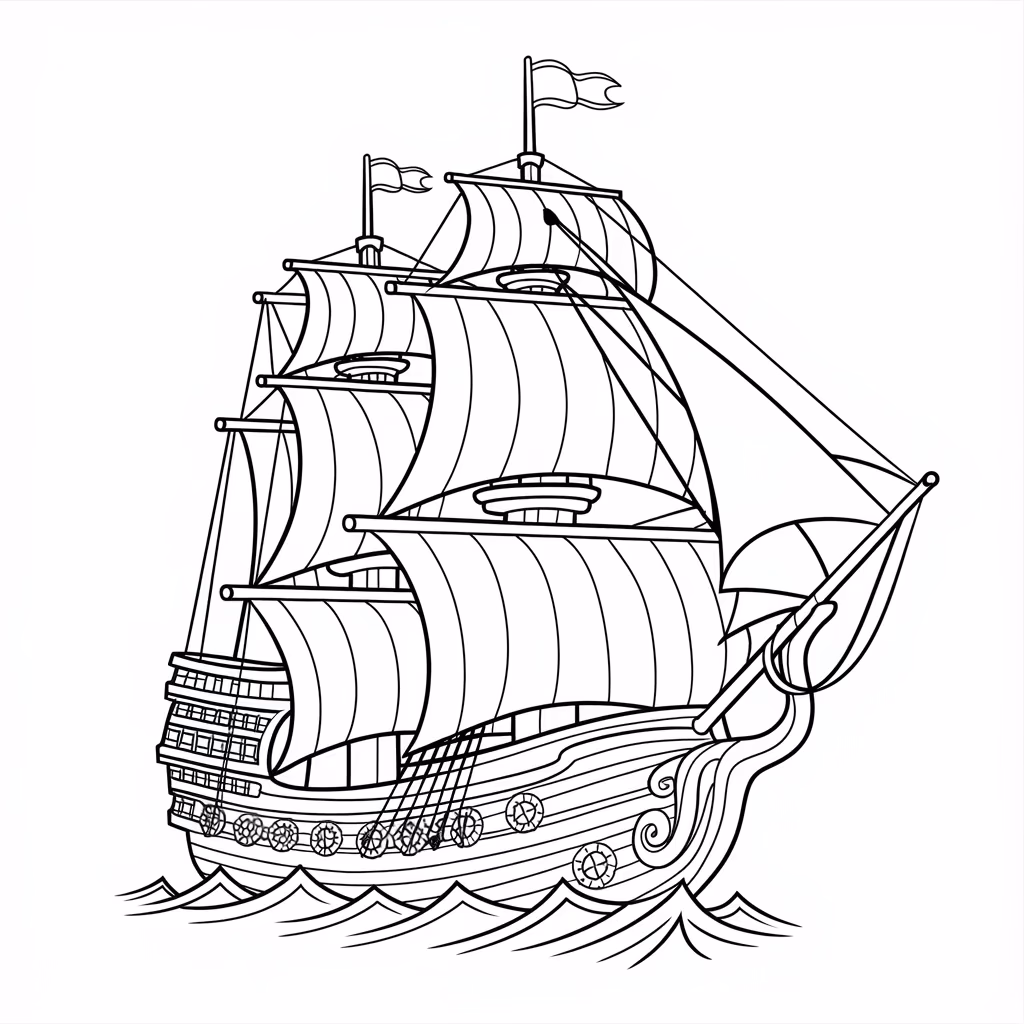 Navio para colorir — desenho para imprimir