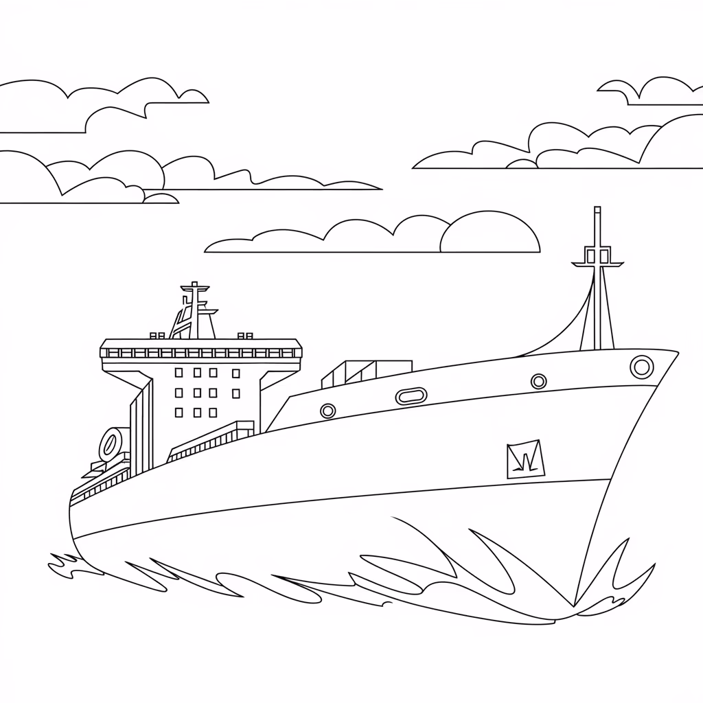 Navio para colorir — desenho para imprimir