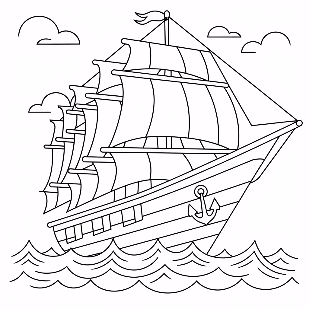 Navio para colorir — desenho para imprimir