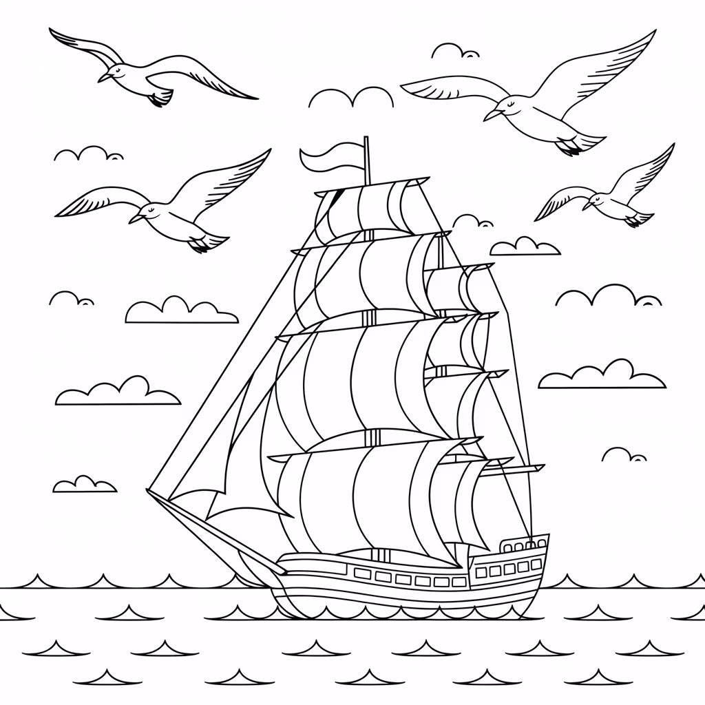 Navio para colorir — desenho para imprimir