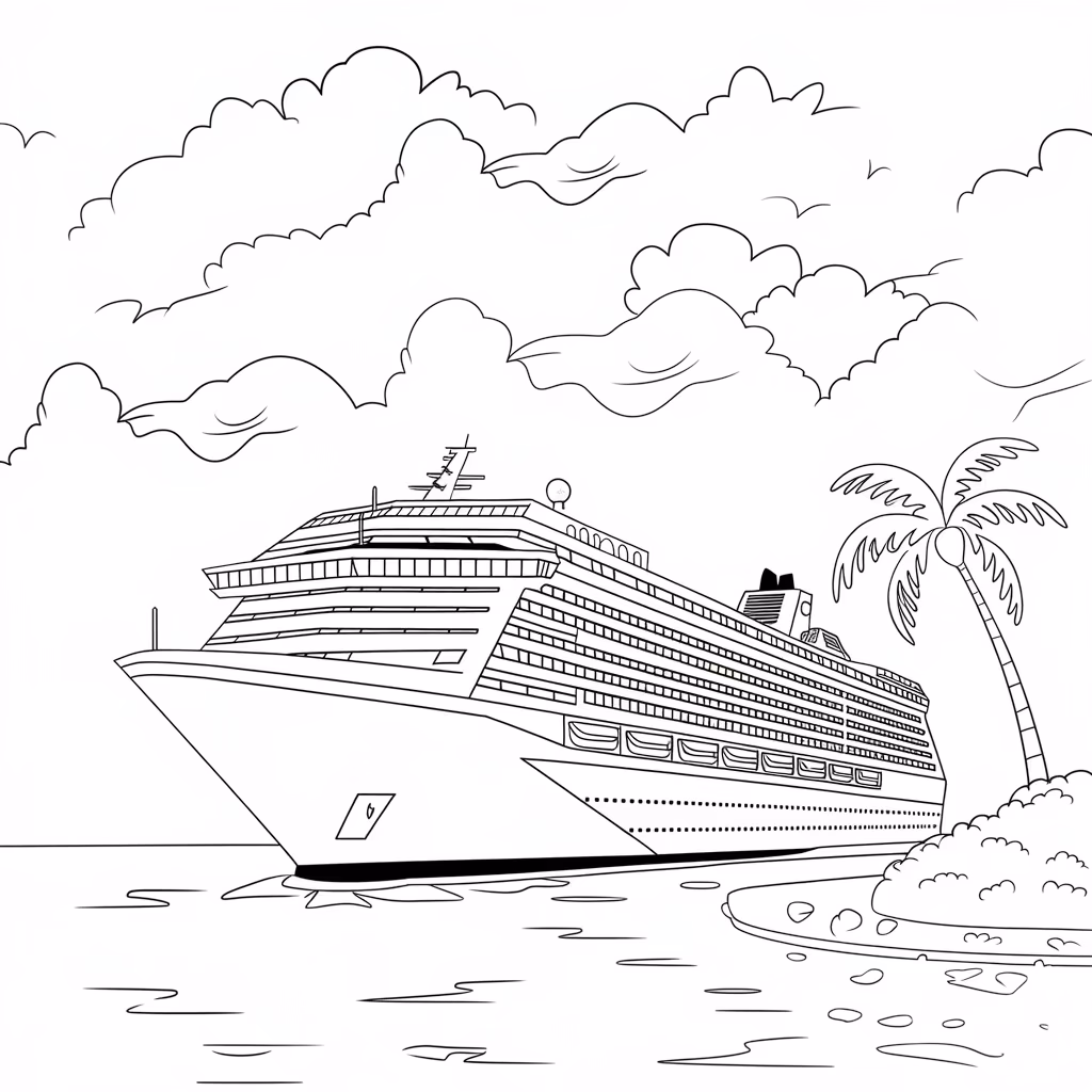 Navio para colorir — desenho para imprimir