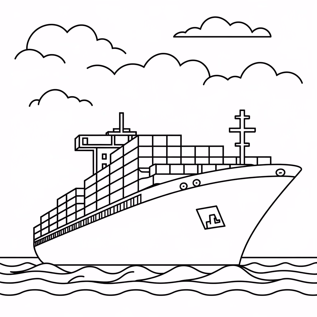 Navio para colorir — desenho para imprimir