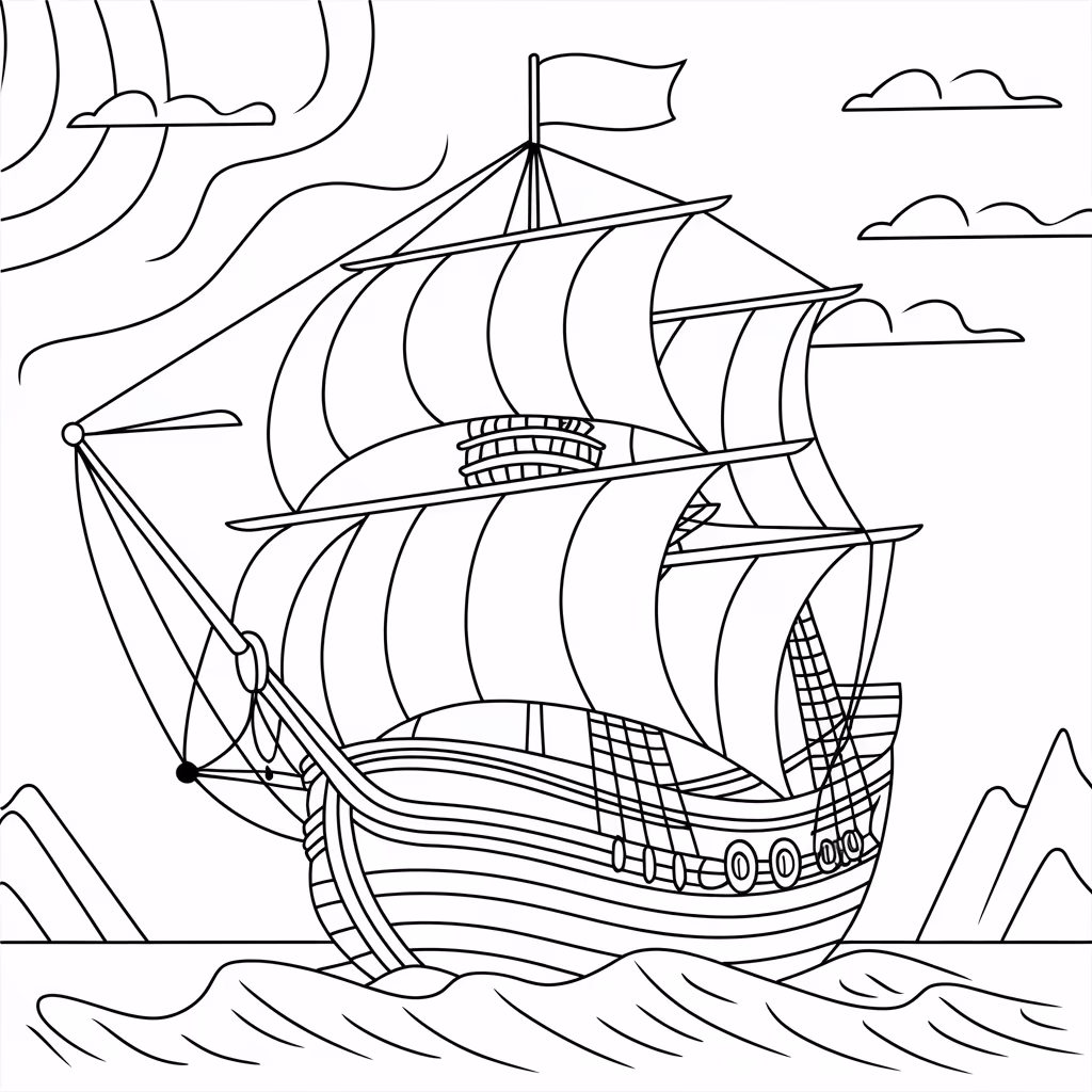 Navio para colorir — desenho para imprimir