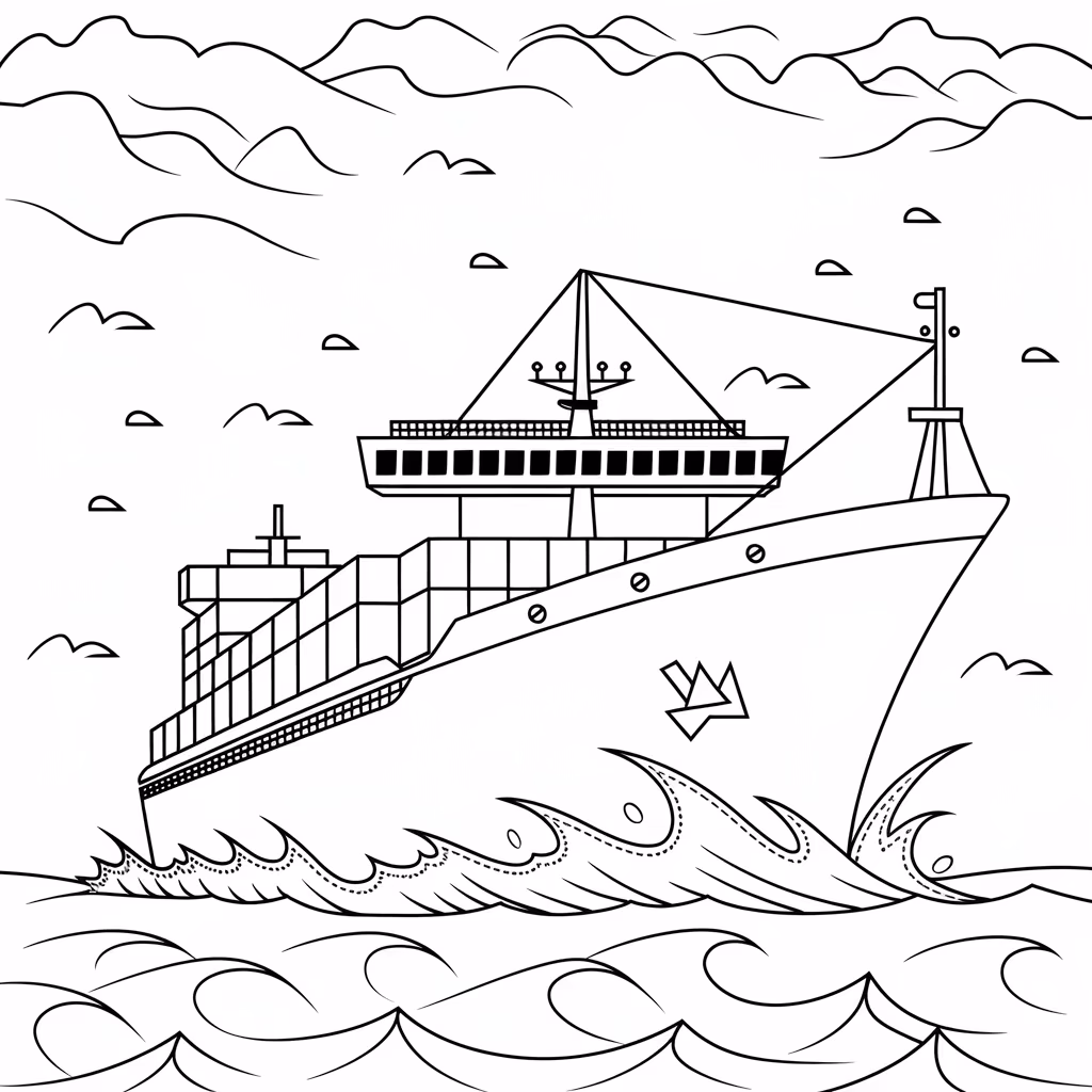 Navio para colorir — desenho para imprimir