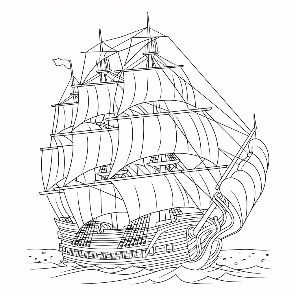 Navio para colorir — desenho para imprimir