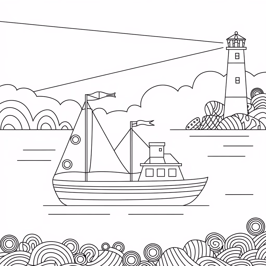 Navio para colorir — desenho para imprimir
