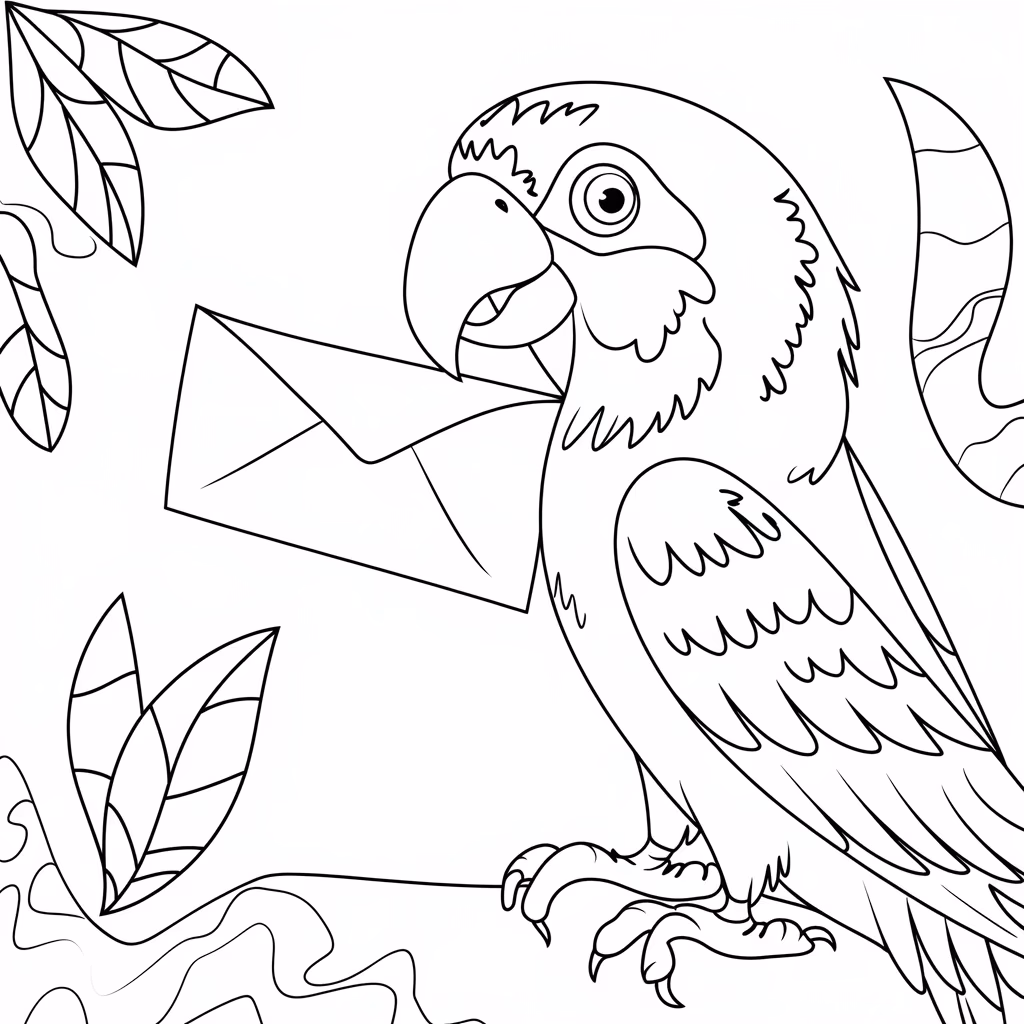 Papagaio para colorir — desenho para imprimir
