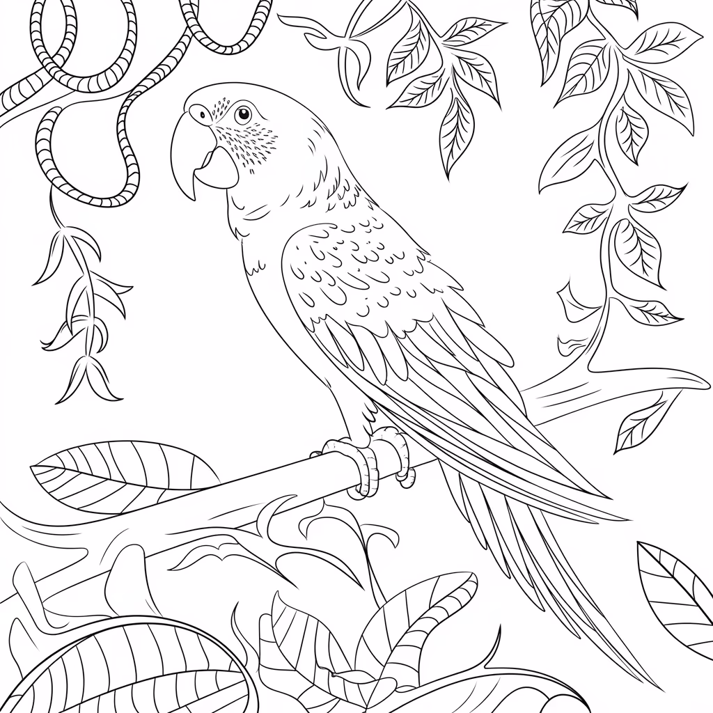 Papagaio para colorir — desenho para imprimir