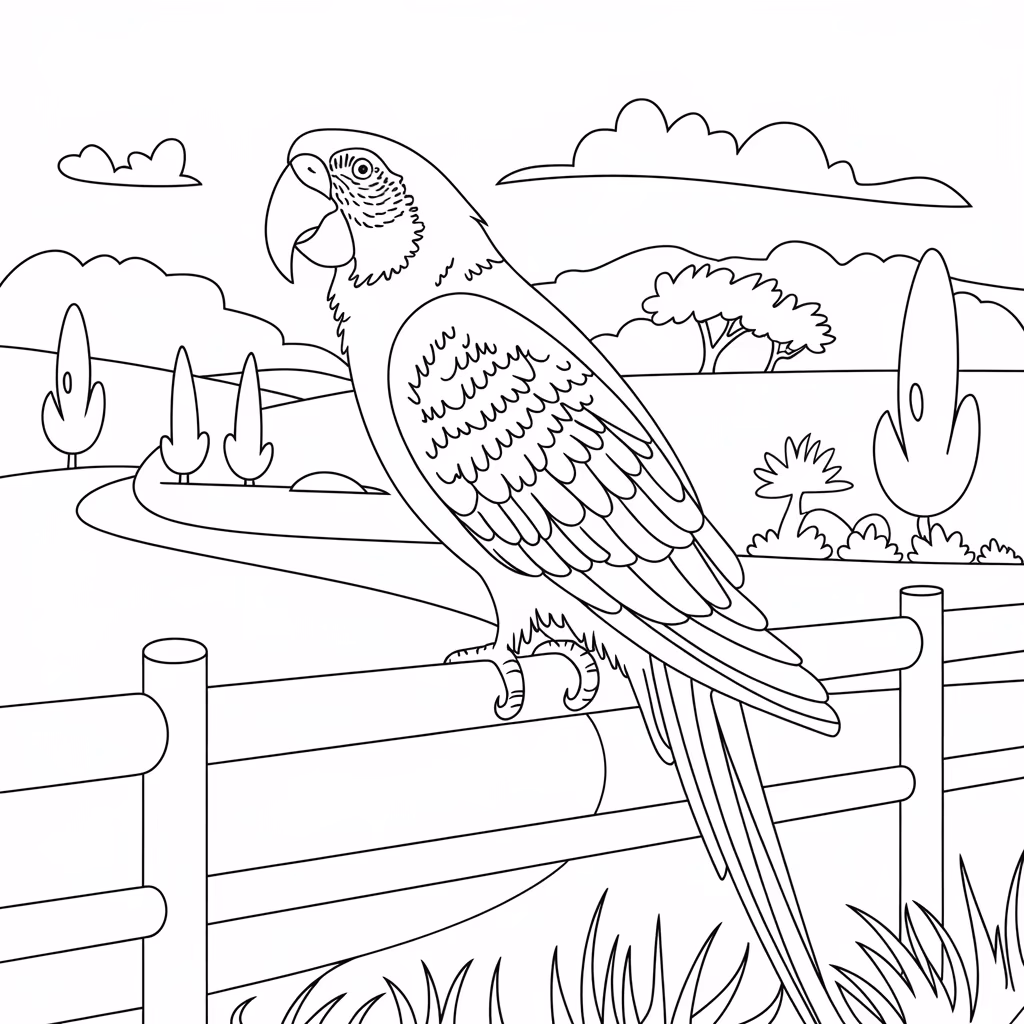 Papagaio para colorir — desenho para imprimir